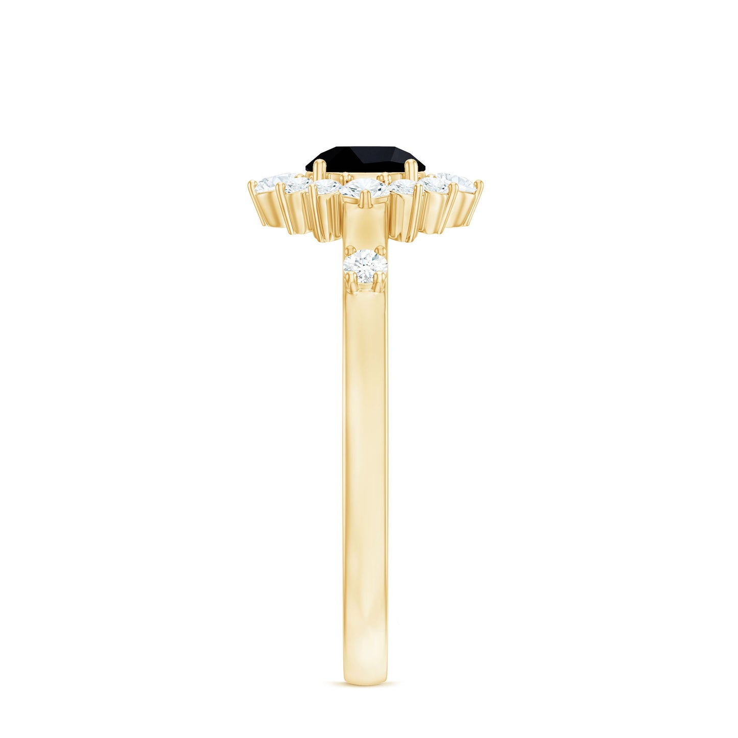 Certified Genuine 0.4 Carat Black Onyx Halo Ring with Diamond