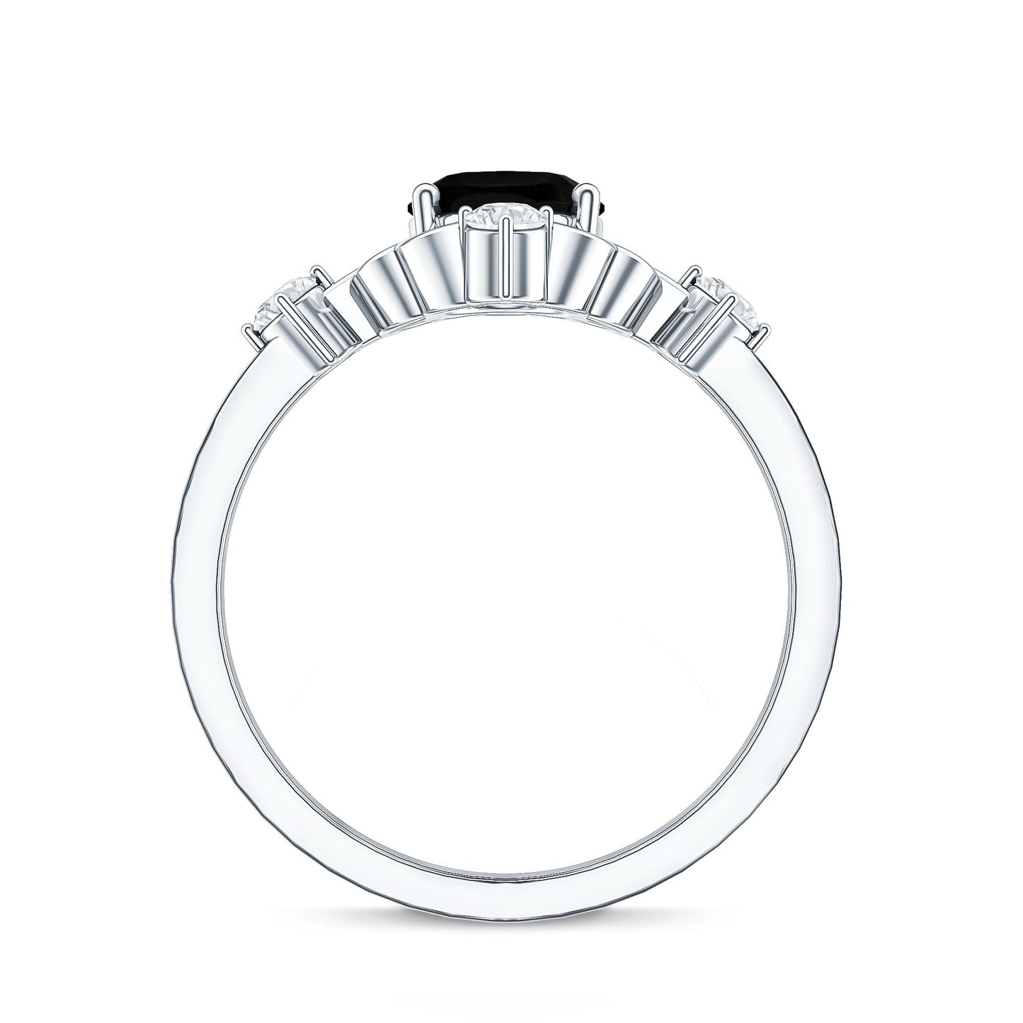 Vintage Style 1.9 Carat Lab Grown Black Diamond Oval Engagement Ring with White Diamond