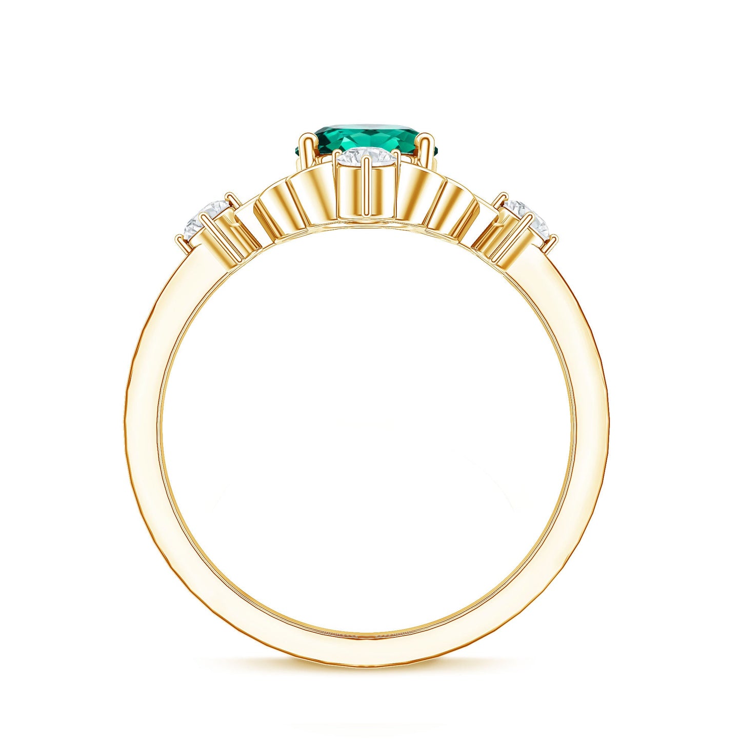 Vintage Inspired 1.2 Carat Lab Grown Emerald Oval Engagement Ring with Diamond