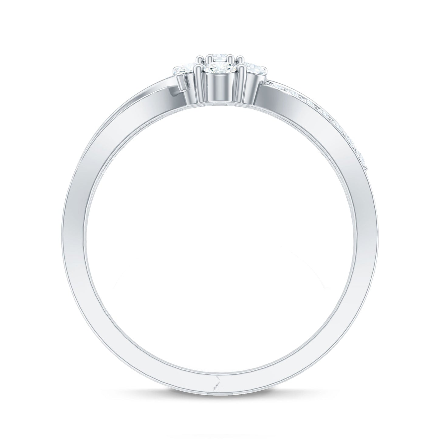 Certified Moissanite Flower Engagement Ring in Infinity Shank
