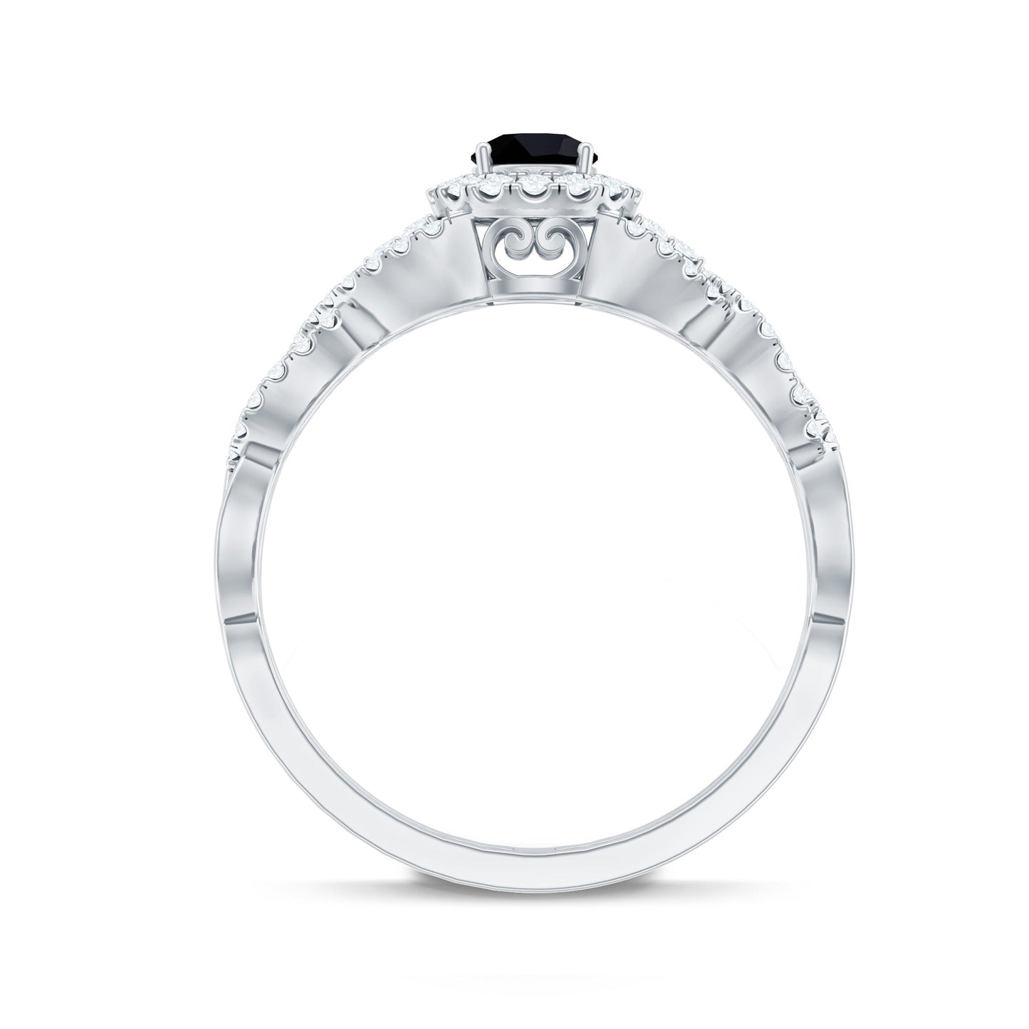 Certified 0.84 Carat Lab Grown Black Diamond Engagement Ring with White Diamond