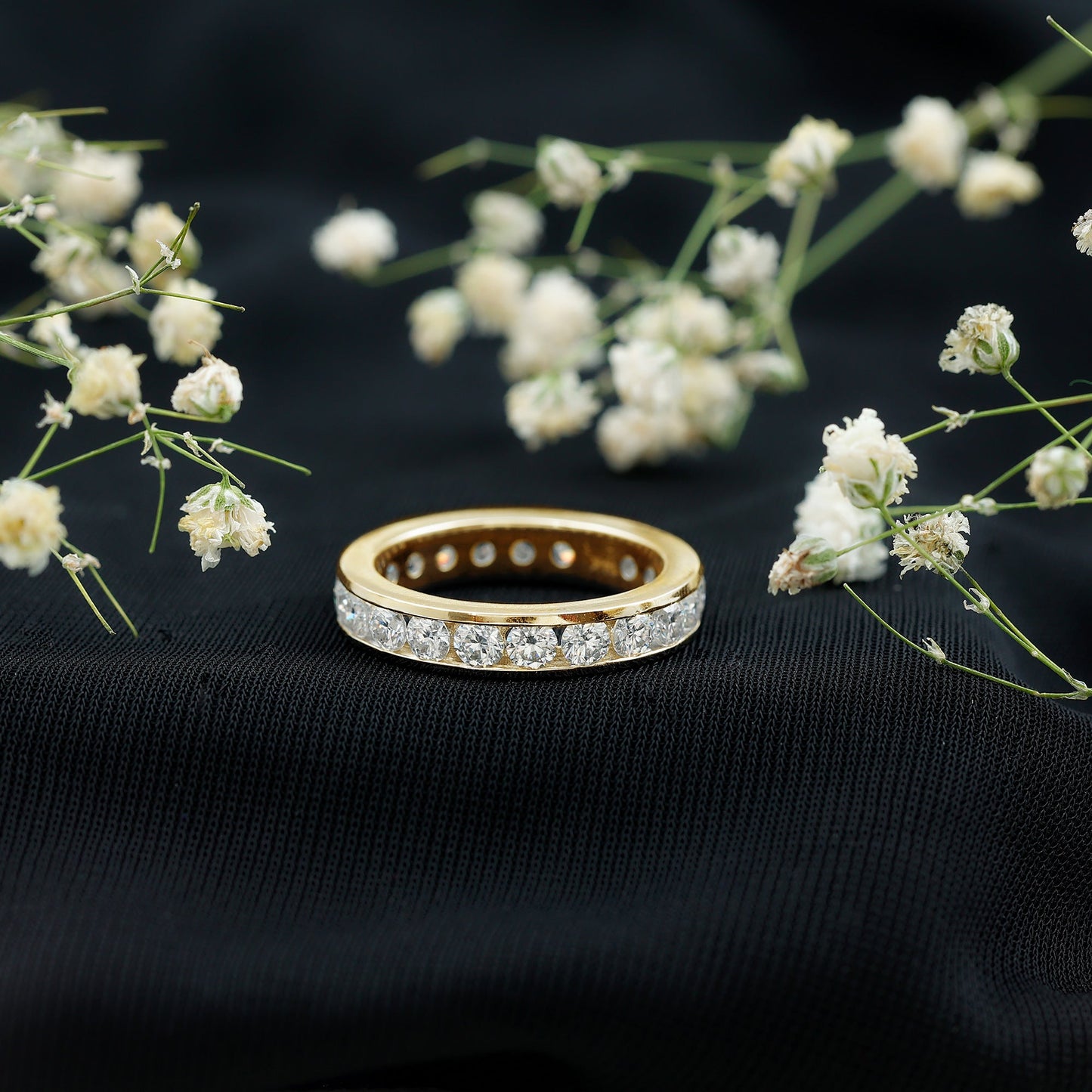 Channel Set Round Moissanite Full Eternity Band Ring