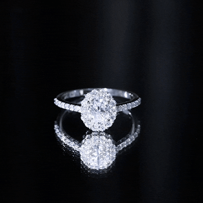 Certified 1.2 Carat Moissanite Oval Halo Engagement Ring for Women