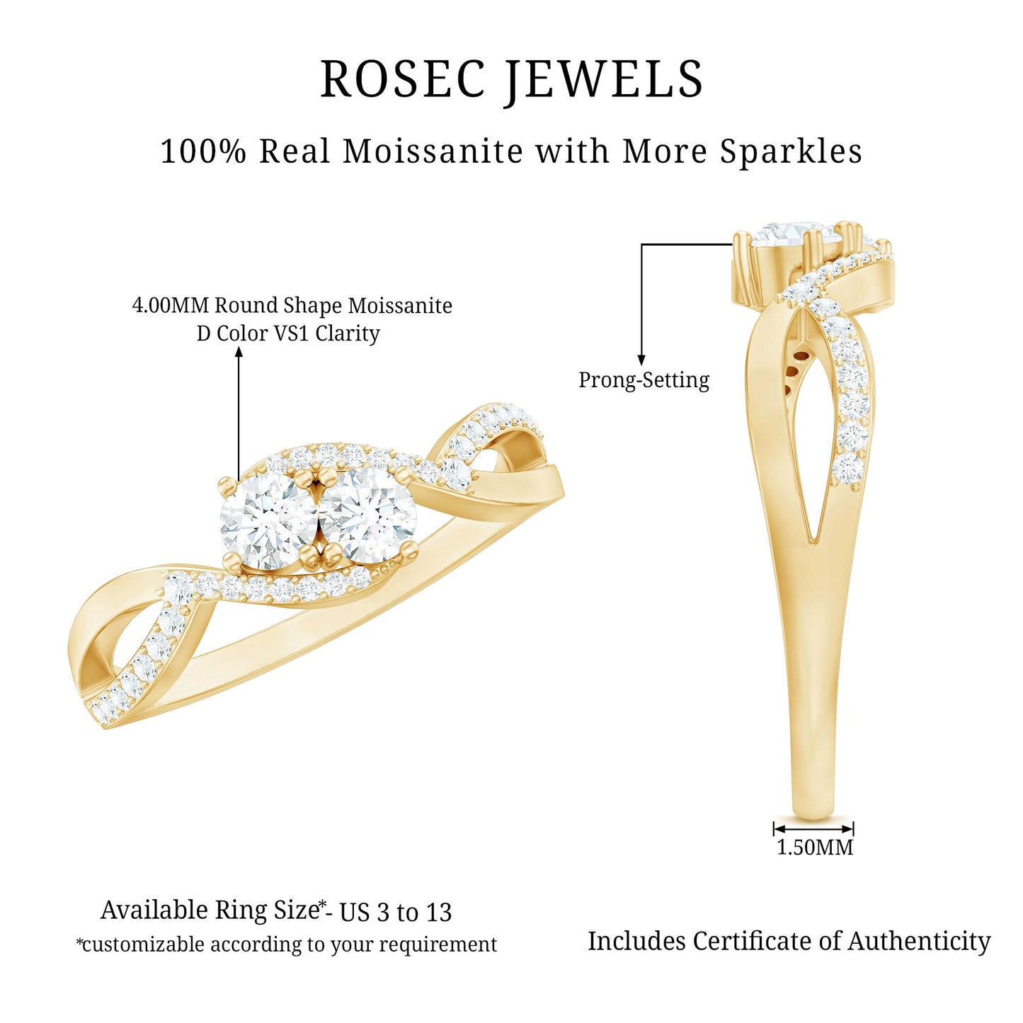 Toi Et Moi Round Moissanite Infinity Promise Ring