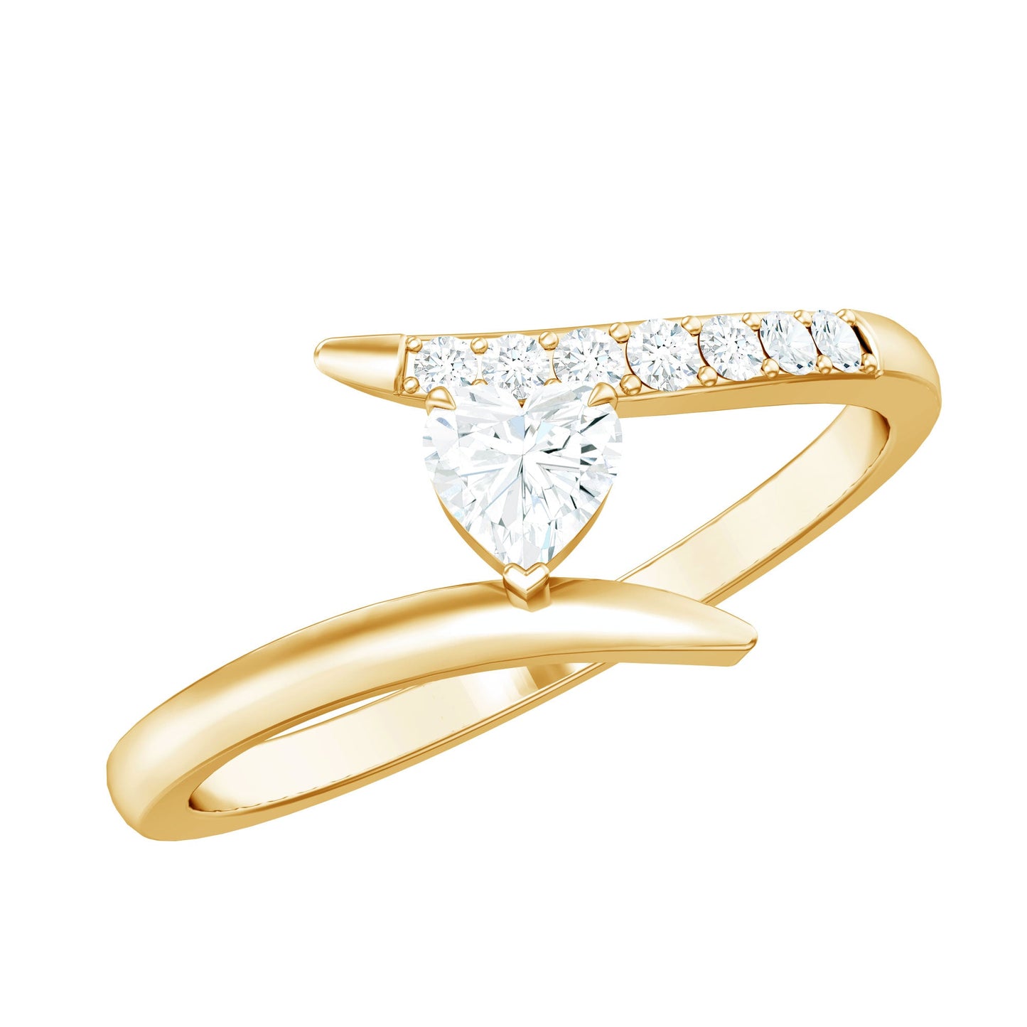 Certified Moissanite Heart Promise Ring in Bypass Shank