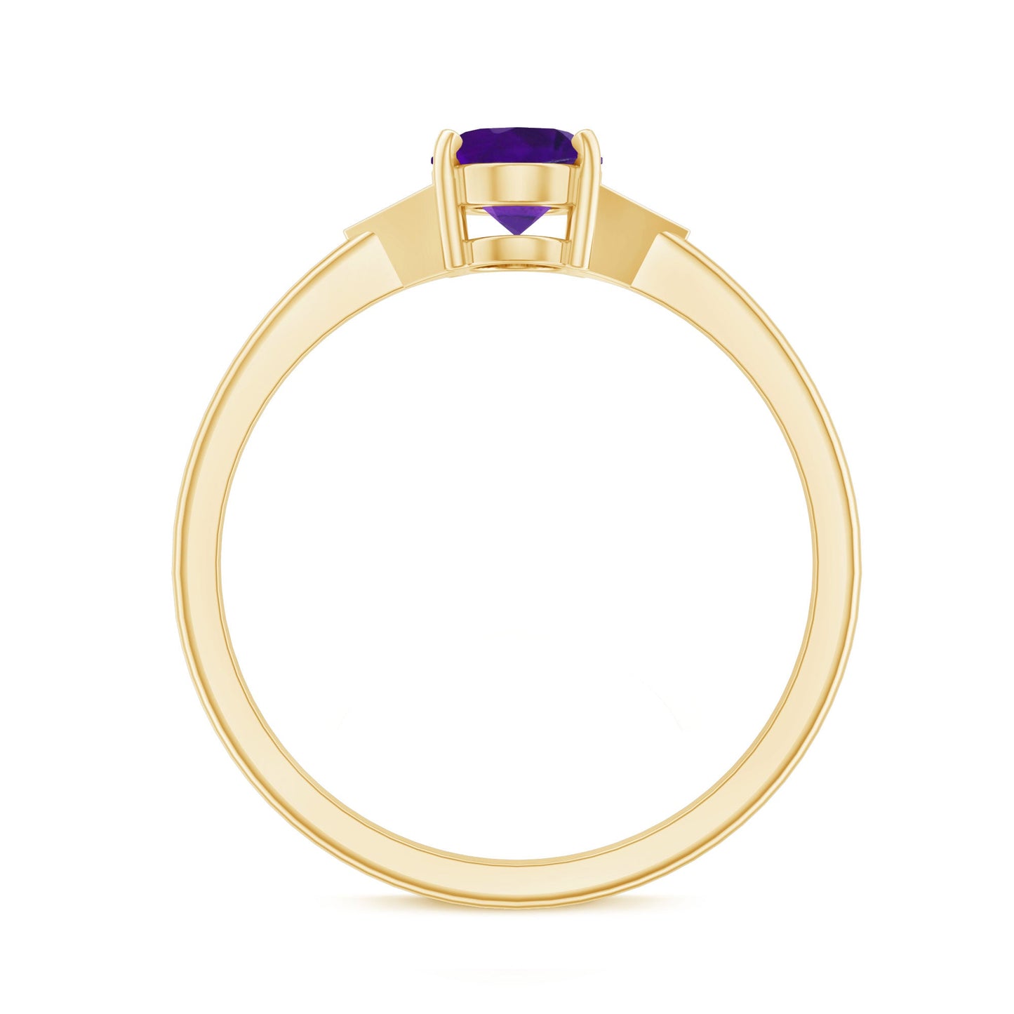 Natural 1 Carat Amethyst Oval Engagement Ring with Diamond Trio