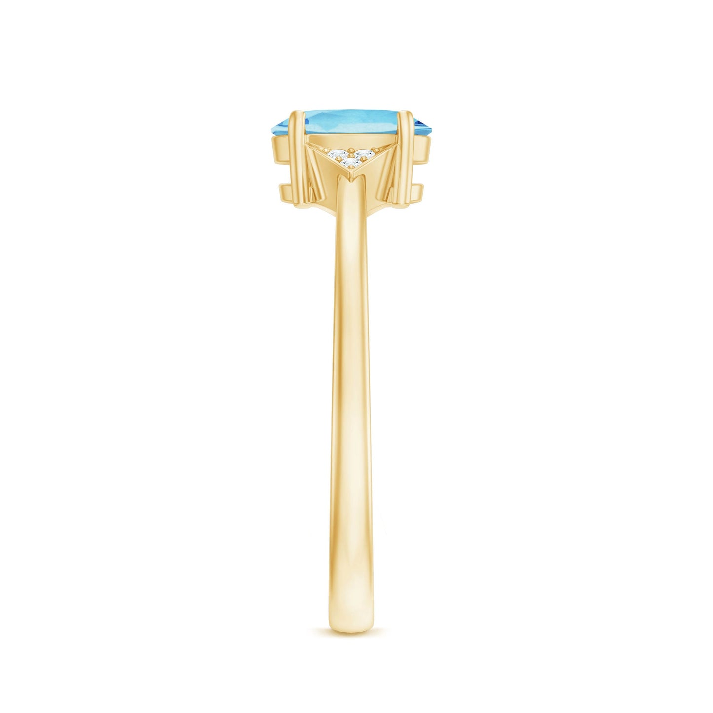 Genuine 1 Carat Aquamarine Oval Engagement Ring with Diamond