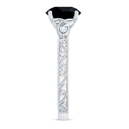 Vintage Inspired Black Onyx Celtic Engagement Ring with Diamond