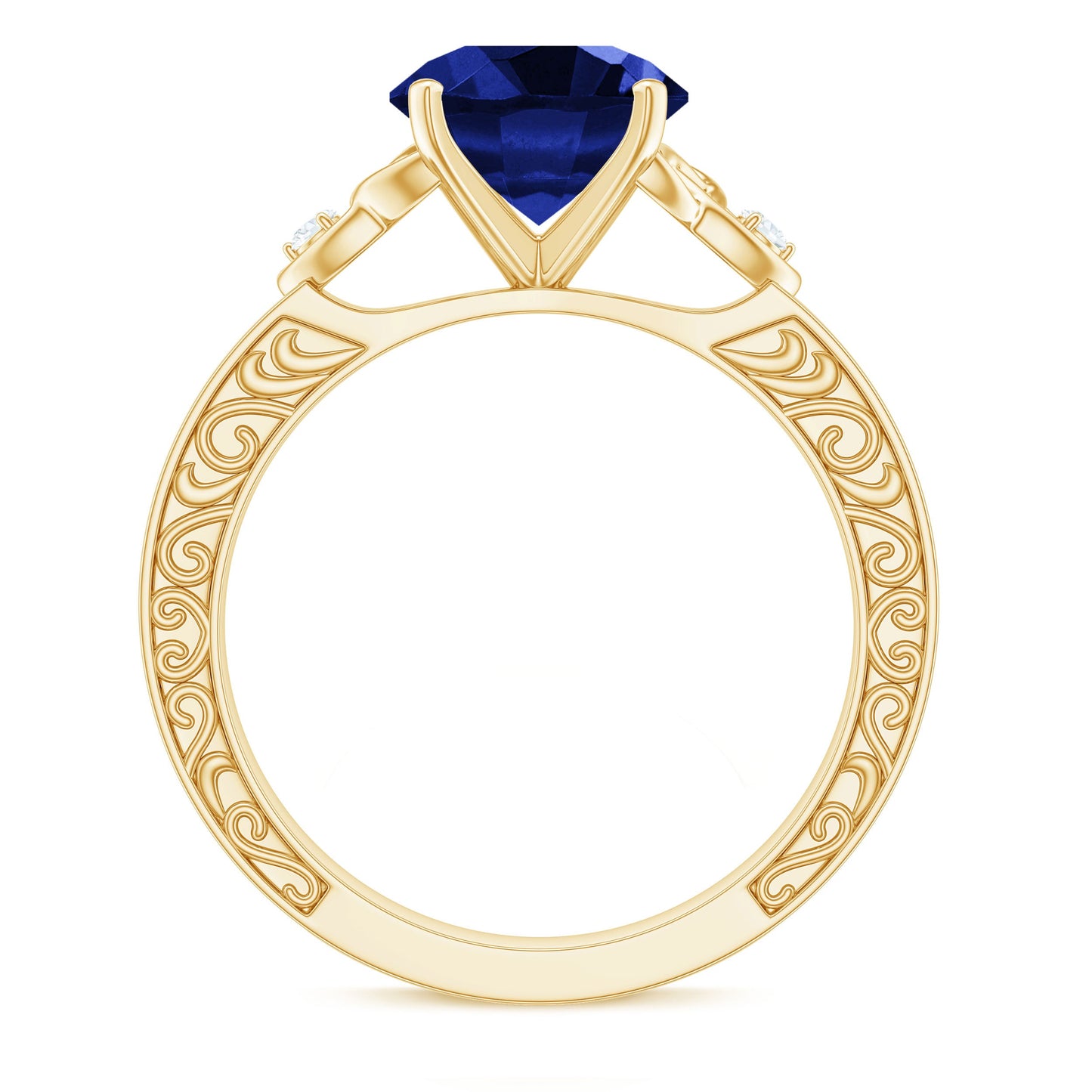 Certified 2.7 Carat Lab Grown Blue Sapphire Celtic Engagement Ring with Diamond