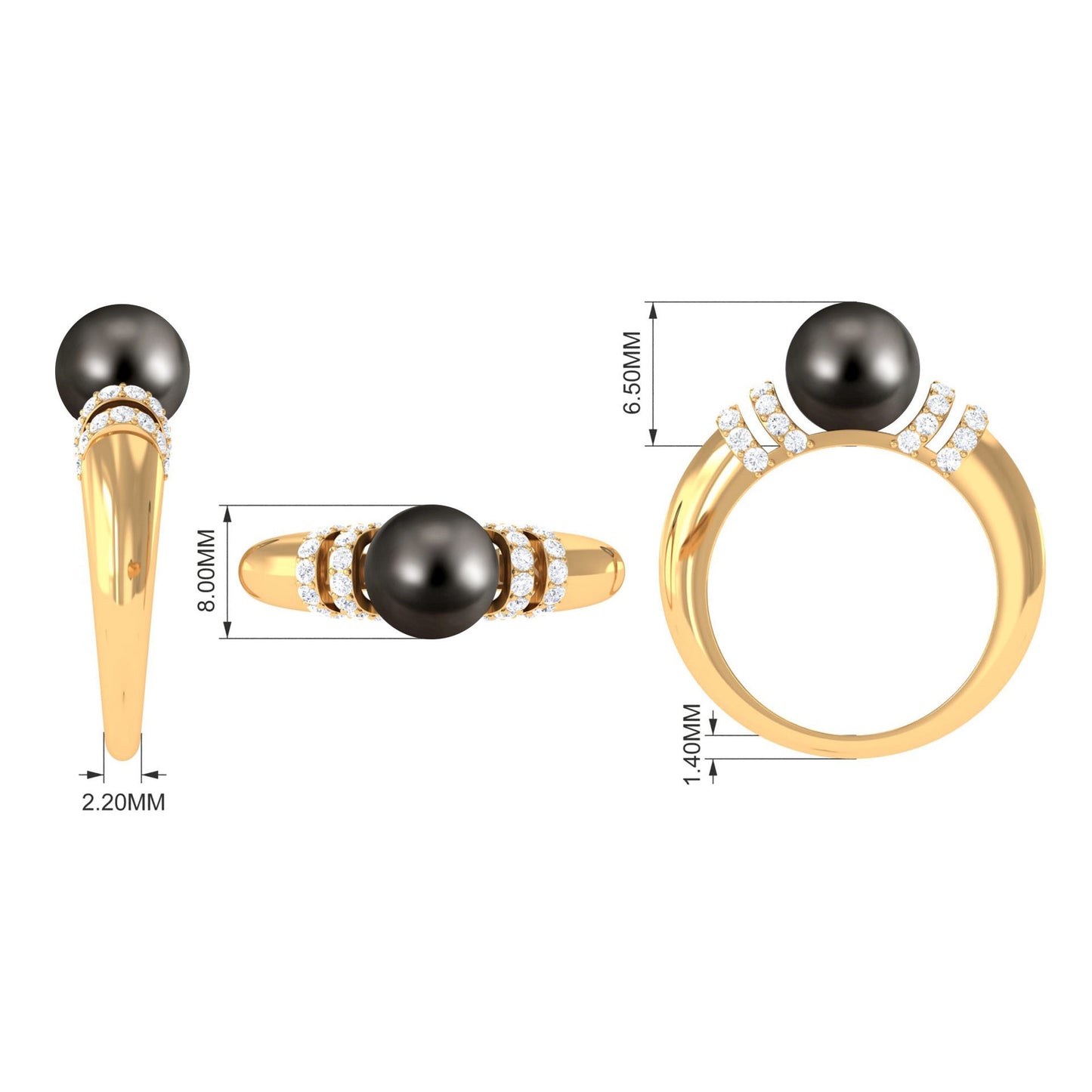 7.5 Carat Tahitian Pearl and Diamond Engagement Ring