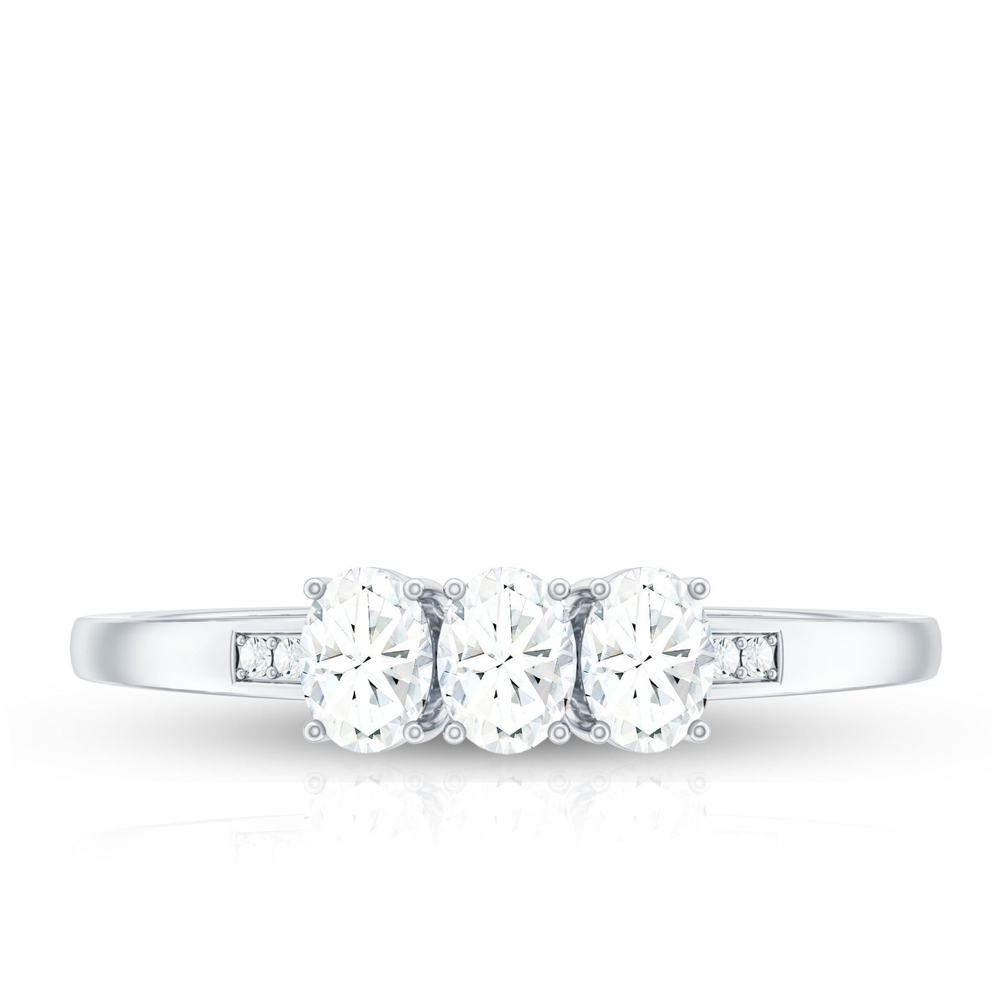 Oval Shaped Moissanite Three Stone Ring for Women