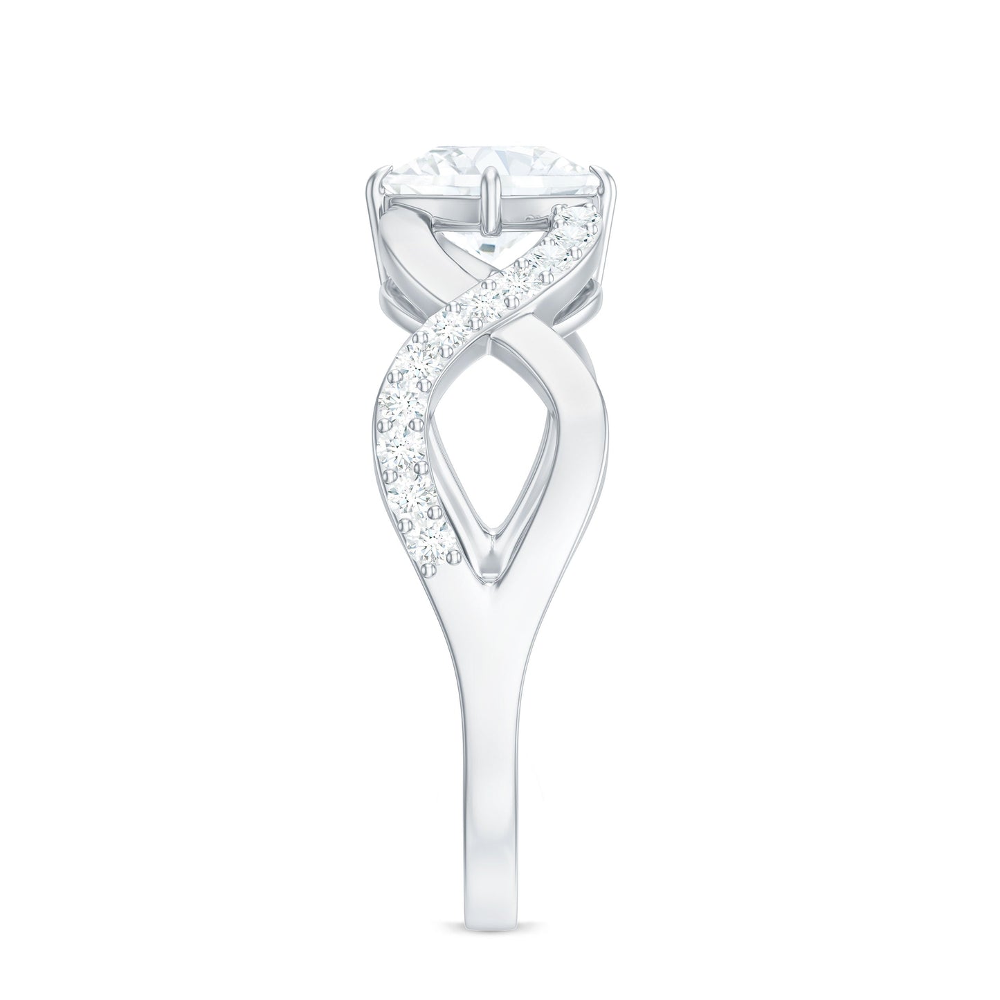 Cushion Cut Moissanite Infinity Band Engagement Ring