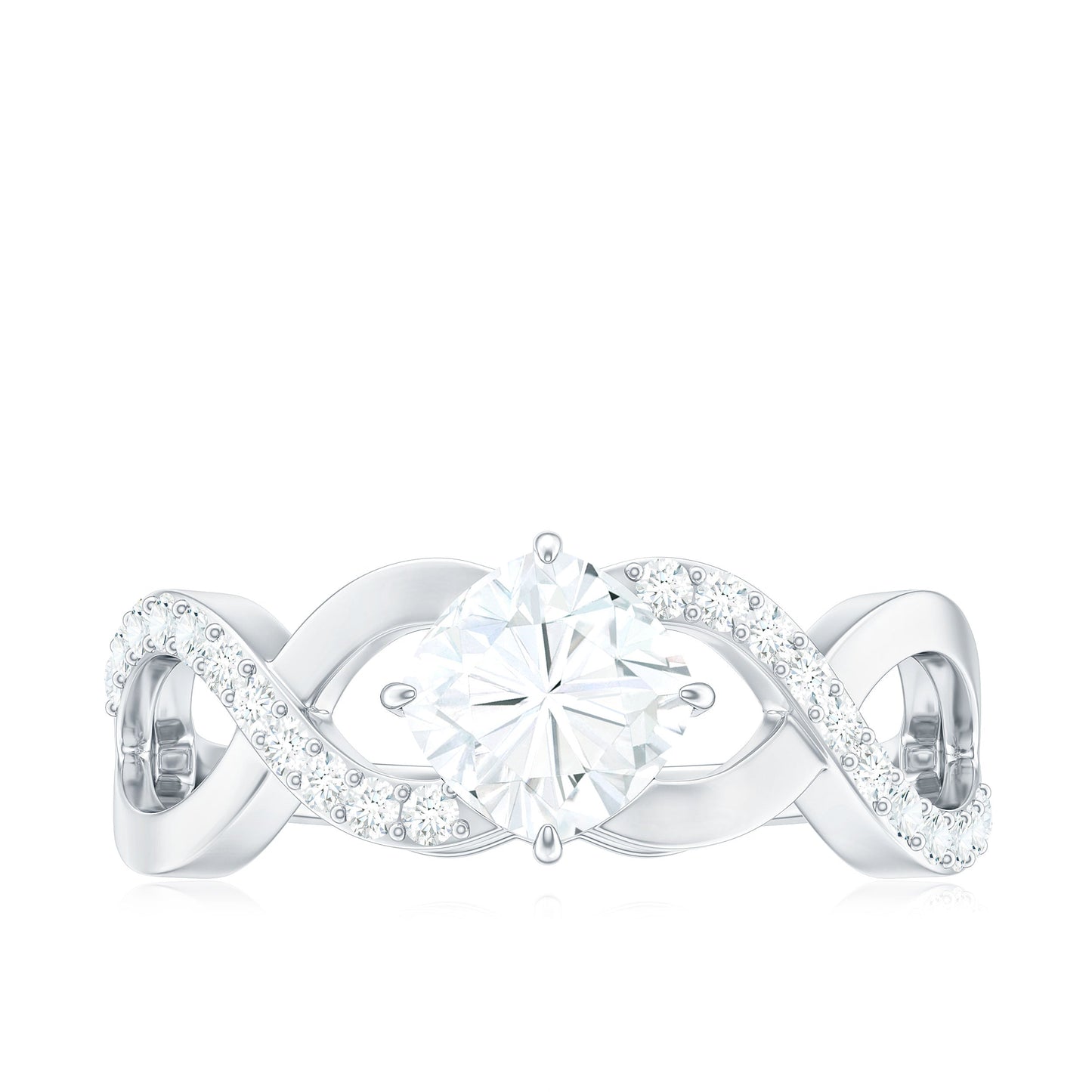 Cushion Cut Moissanite Infinity Band Engagement Ring