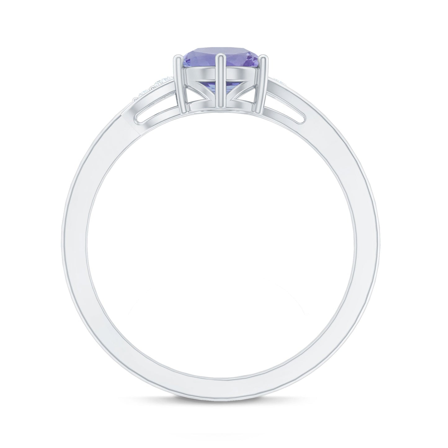 Natural Tanzanite Promise Ring with Diamond Bypass Shank