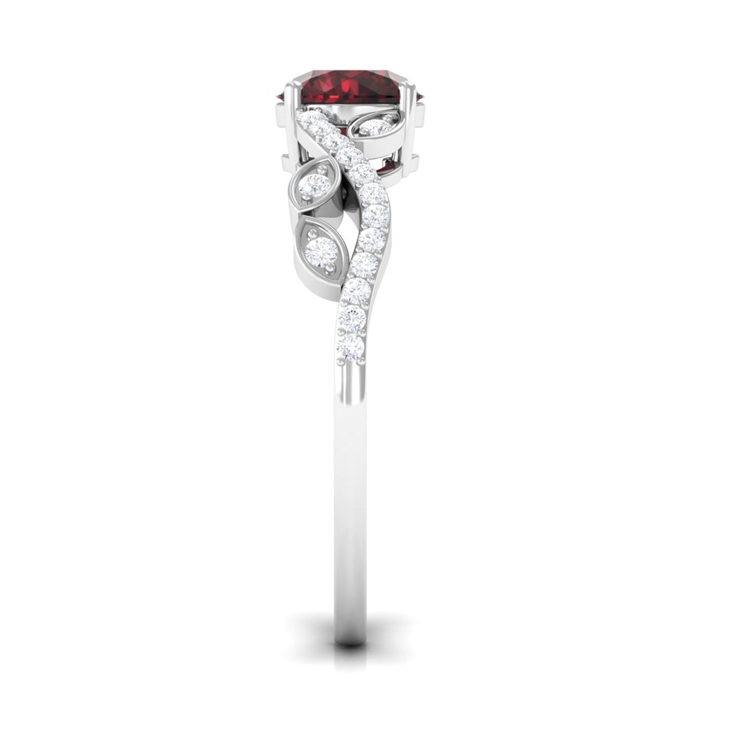 Nature Inspired Garnet Engagement Ring with Diamond