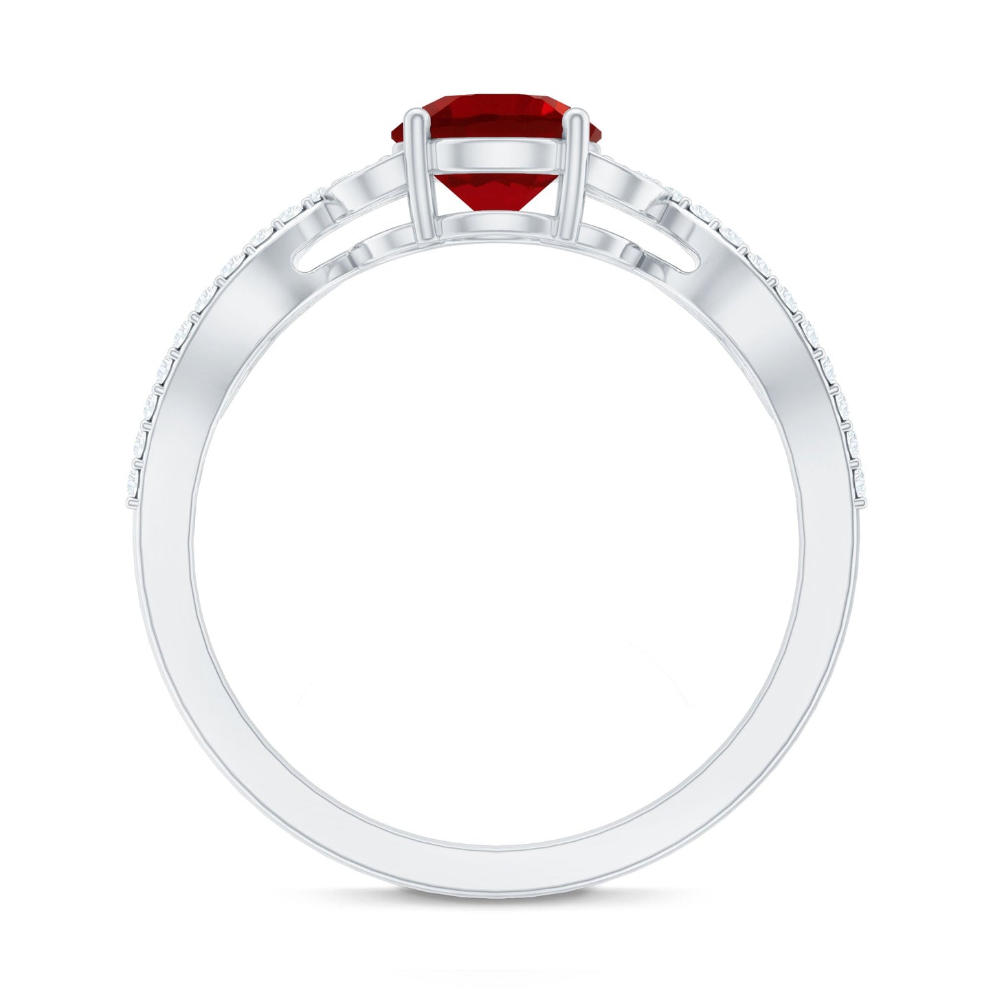 Nature Inspired Lab Created Ruby Engagement Ring with Diamonds