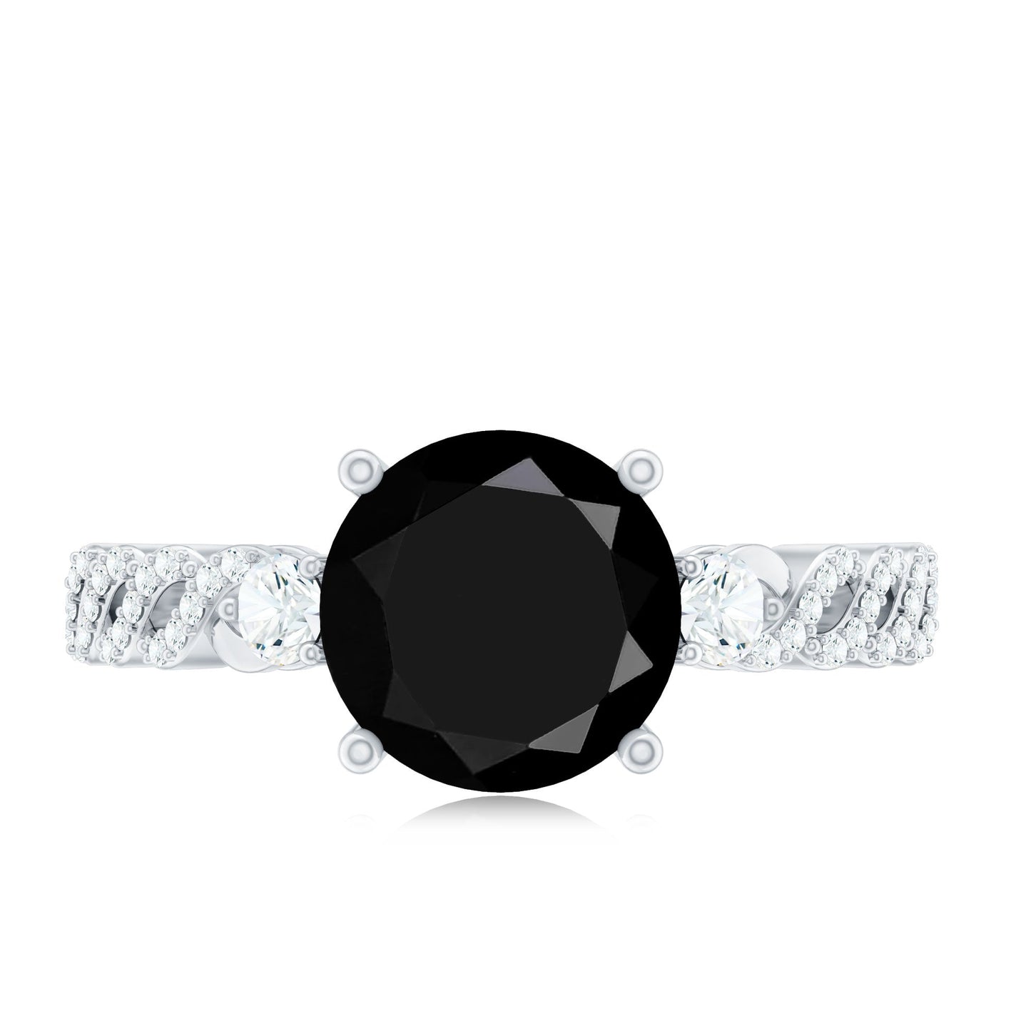 Designer 2.6 Carat Black Spinel Engagement Ring with Diamond