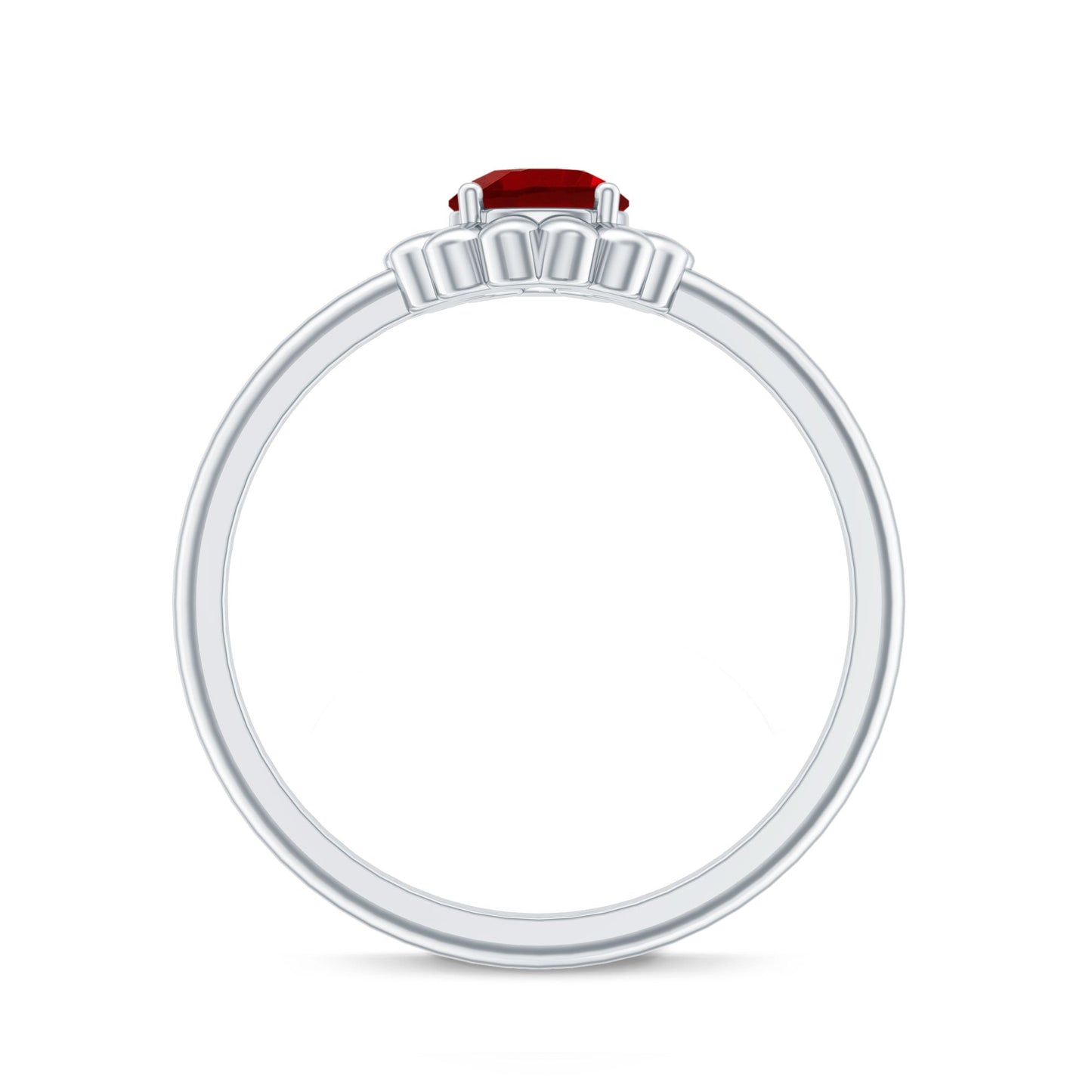 Solitaire Lab Grown Ruby Flower Promise Ring for Her