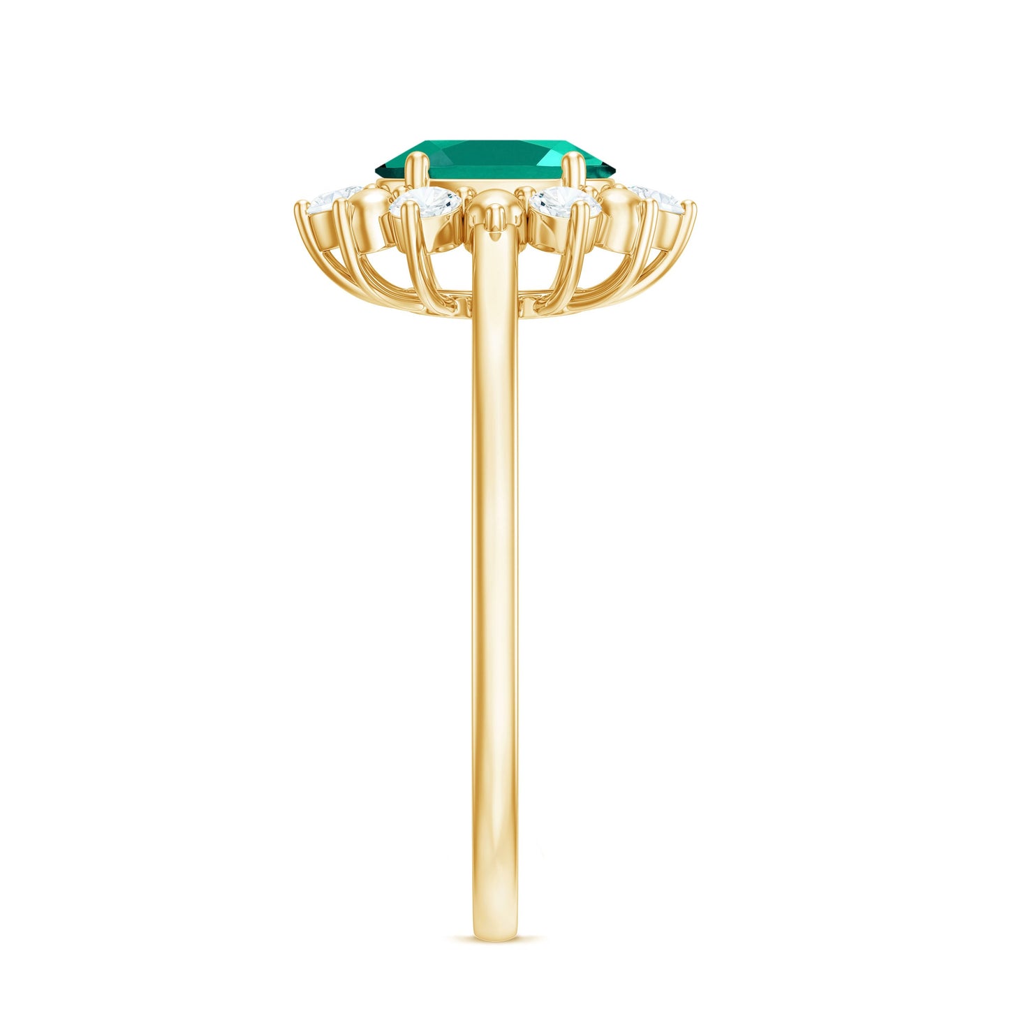 Certified 0.8 Carat Oval Lab Grown Emerald Diamond Flower Engagement Ring