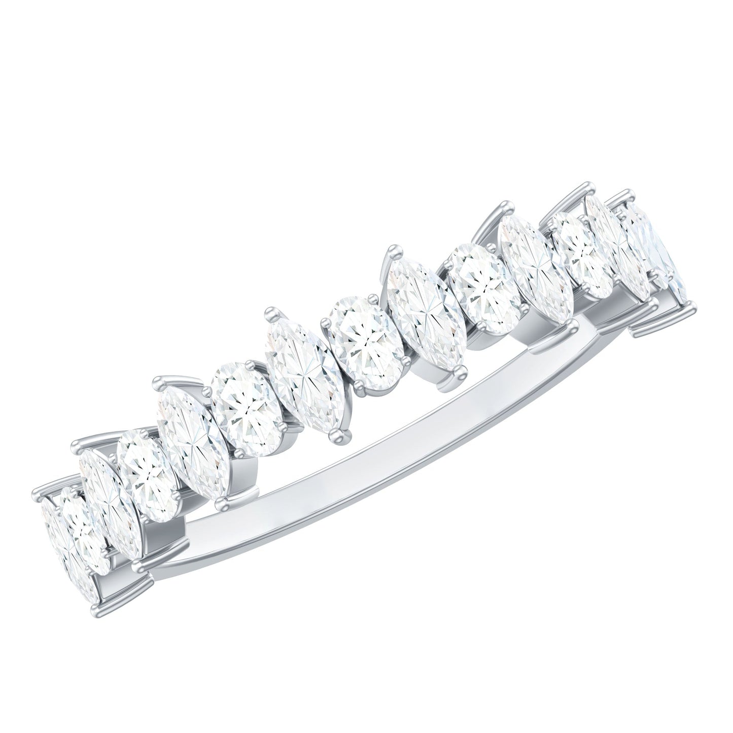 Certified Moissanite Half Eternity Wedding Band Ring