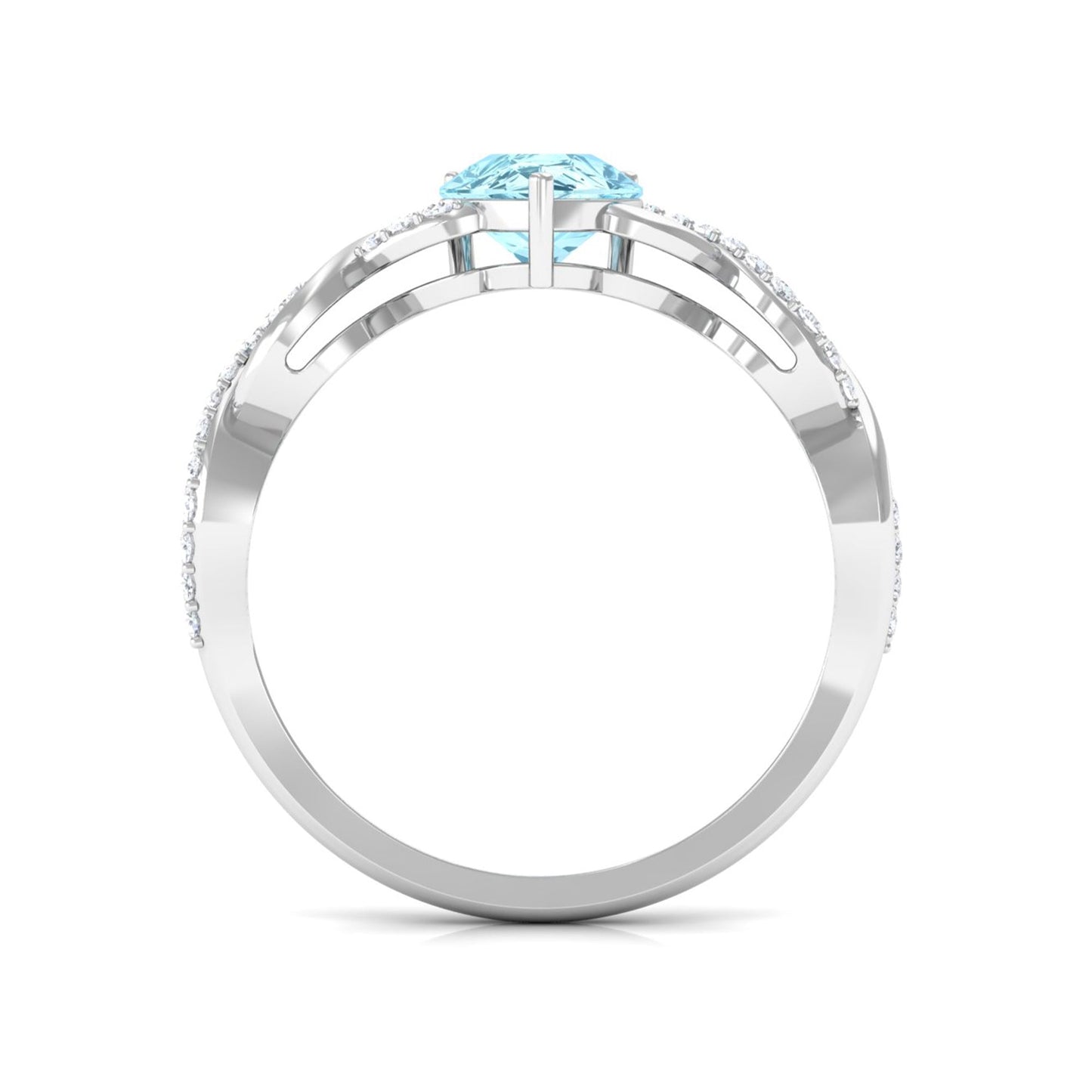 Natural Aquamarine Pear Shaped Engagement Ring with Diamond Infinity Shank