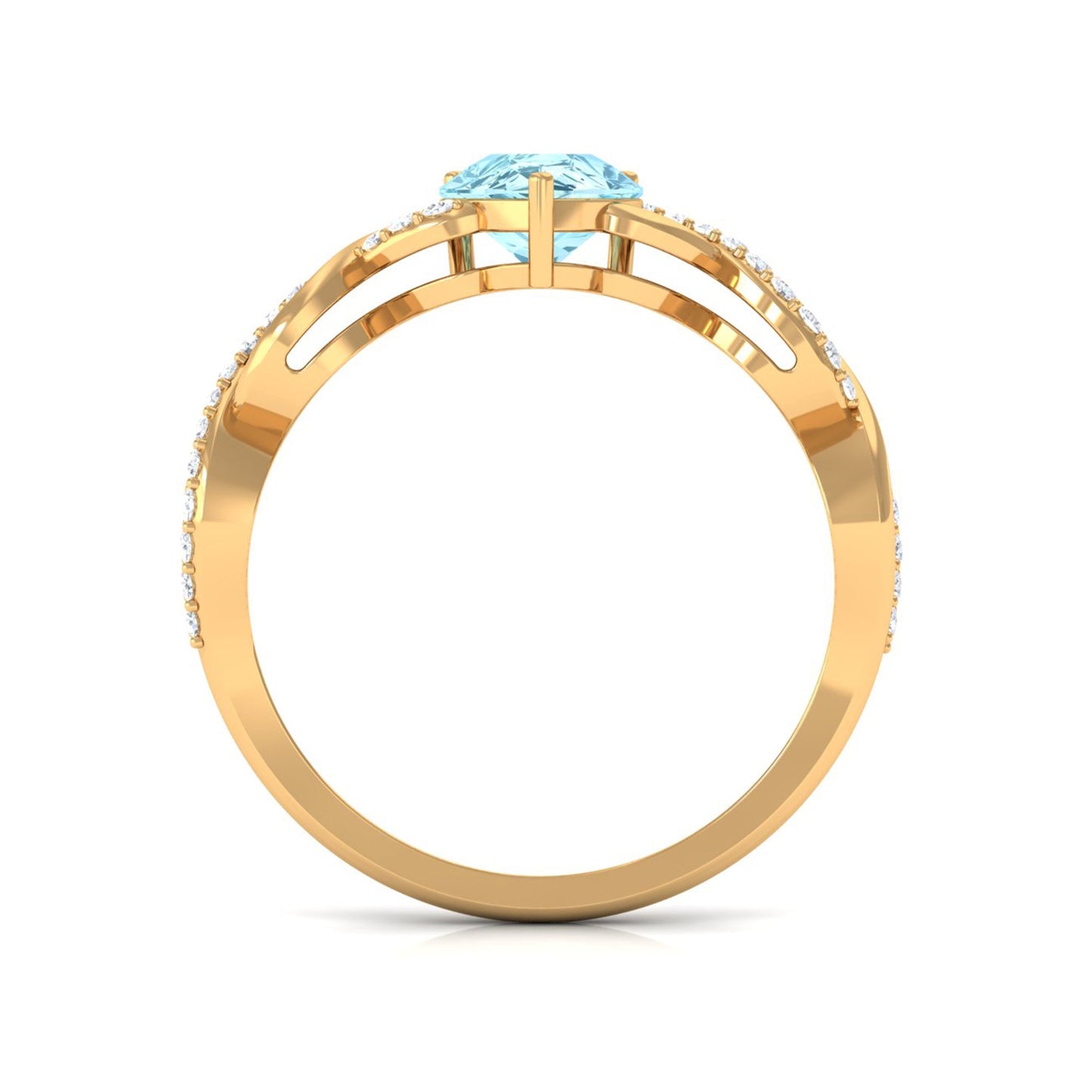 Natural Aquamarine Pear Shaped Engagement Ring with Diamond Infinity Shank
