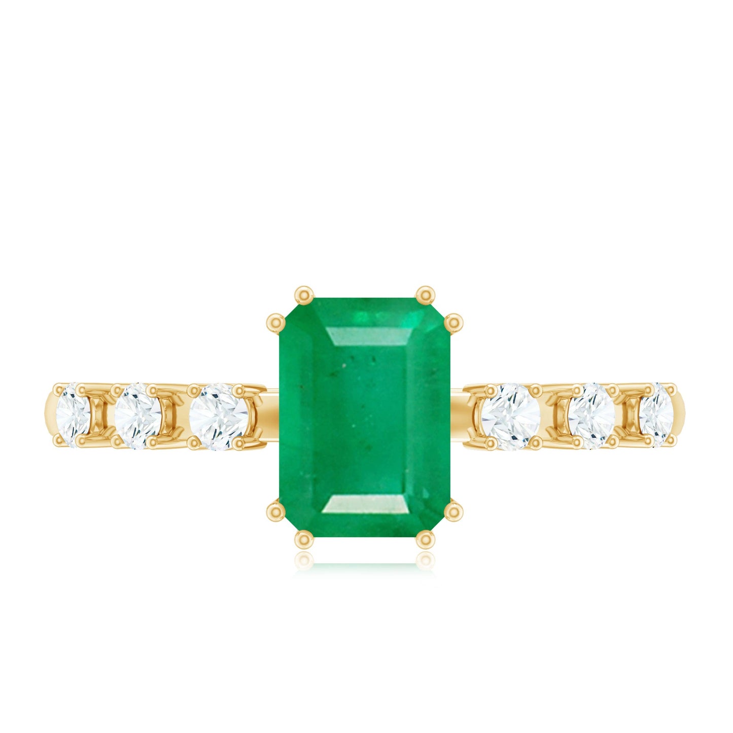 Natural Emerald Diamond Emerald Cut Engagement Ring