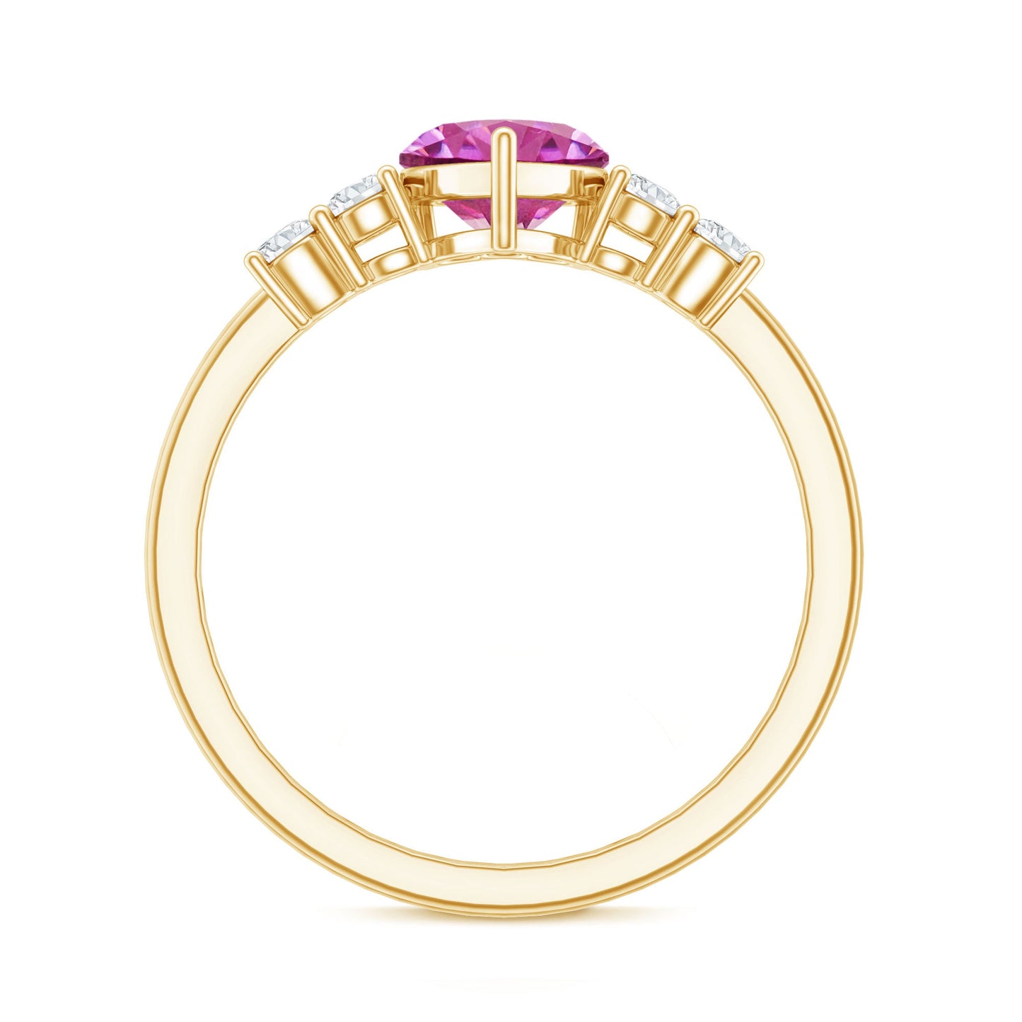 Heart Shape Pink Tourmaline Solitaire Promise Ring with Diamond