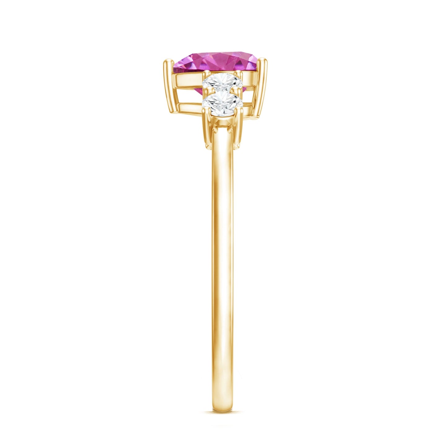 Heart Shape Pink Tourmaline Solitaire Promise Ring with Diamond