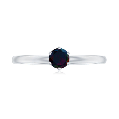 0.45 Carat Round Black Opal Solitaire Promise Ring