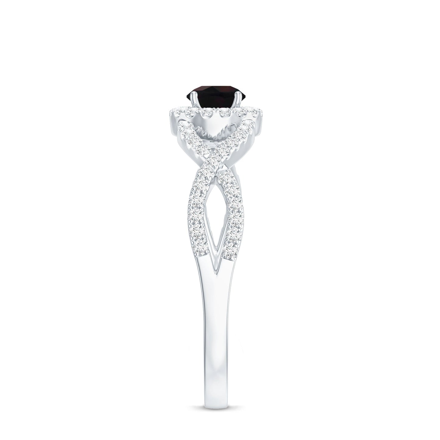 Natural Black Opal and Diamond Halo Engagement Ring