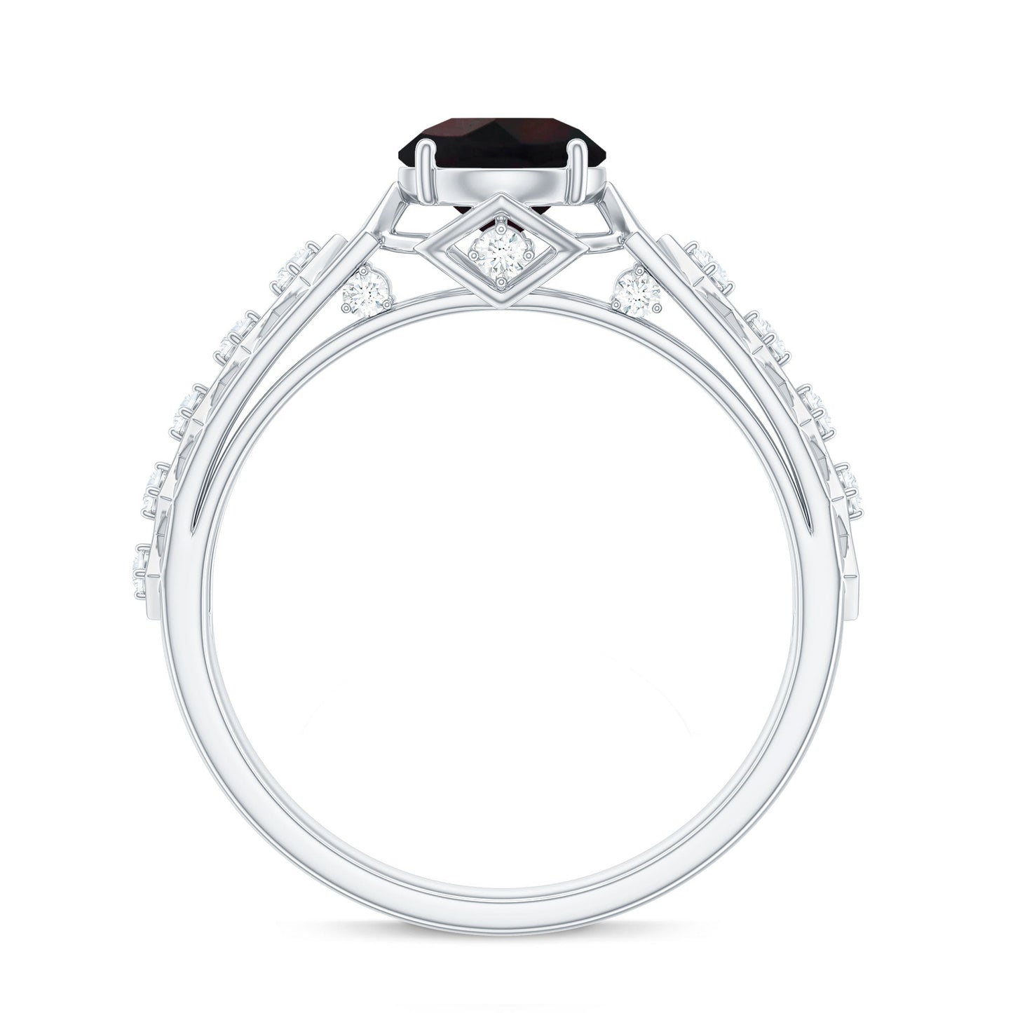 0.8 Carat Round Black Opal Solitaire Art Deco Ring with Diamond