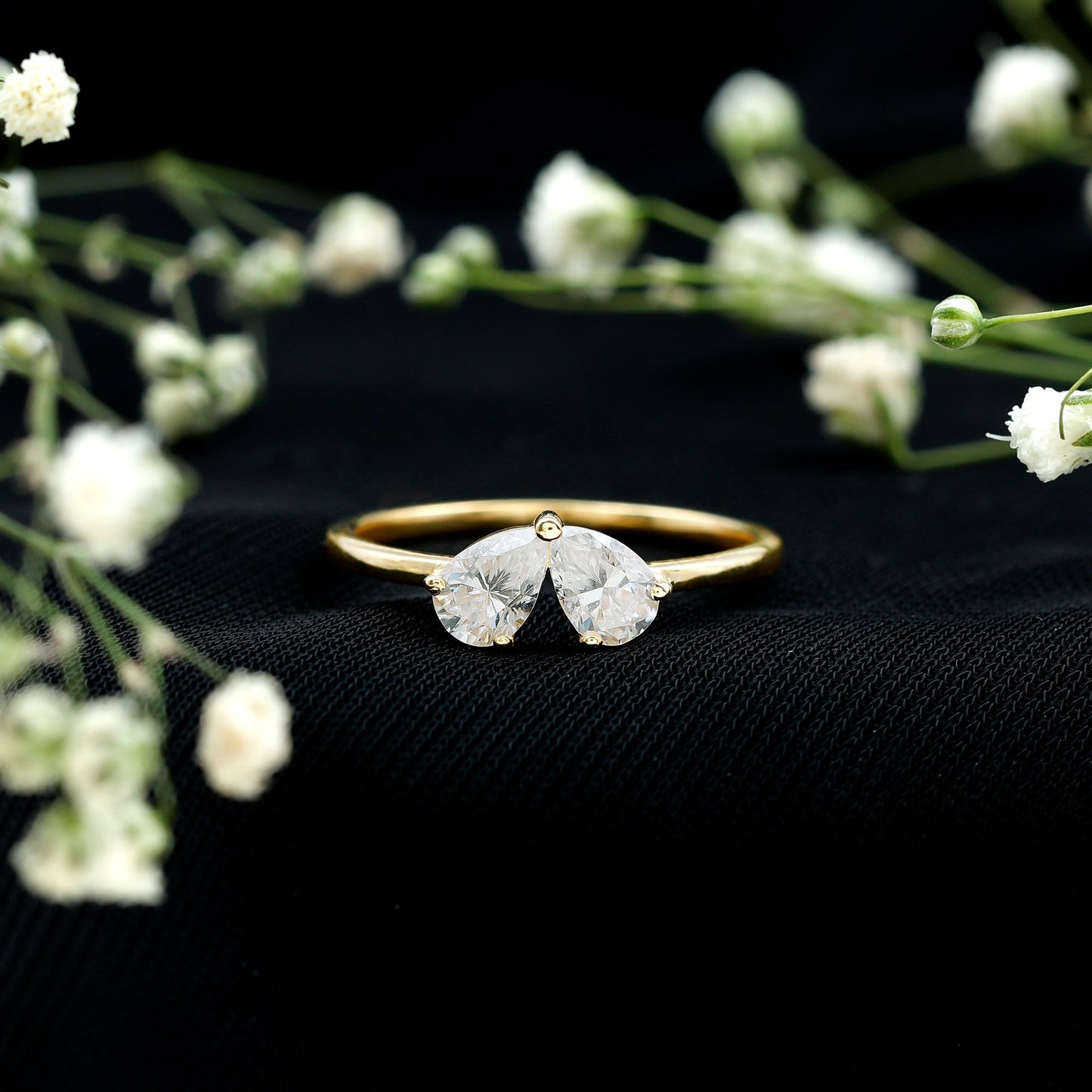 Moissanite Two Stone Promise Engagement Ring
