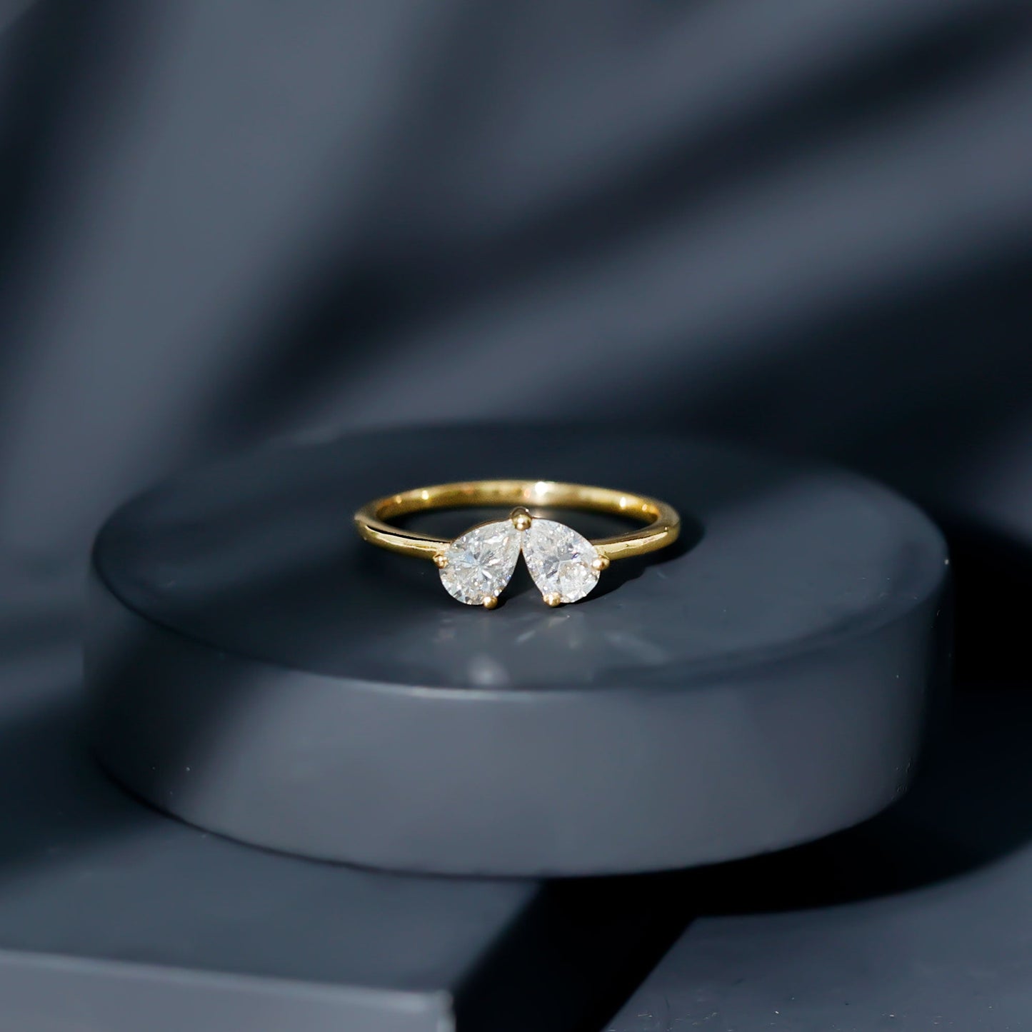 Moissanite Two Stone Promise Engagement Ring