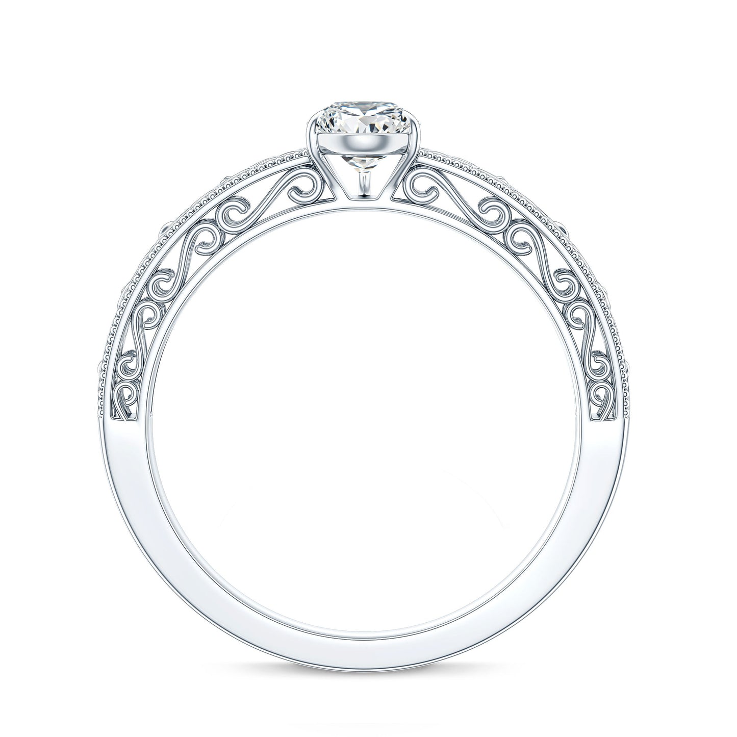 Pear Shape Lab Grown Diamond Vintage Inspired Solitaire Ring