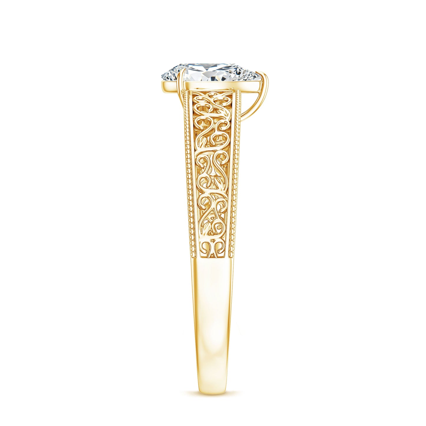 Pear Shape Lab Grown Diamond Vintage Inspired Solitaire Ring