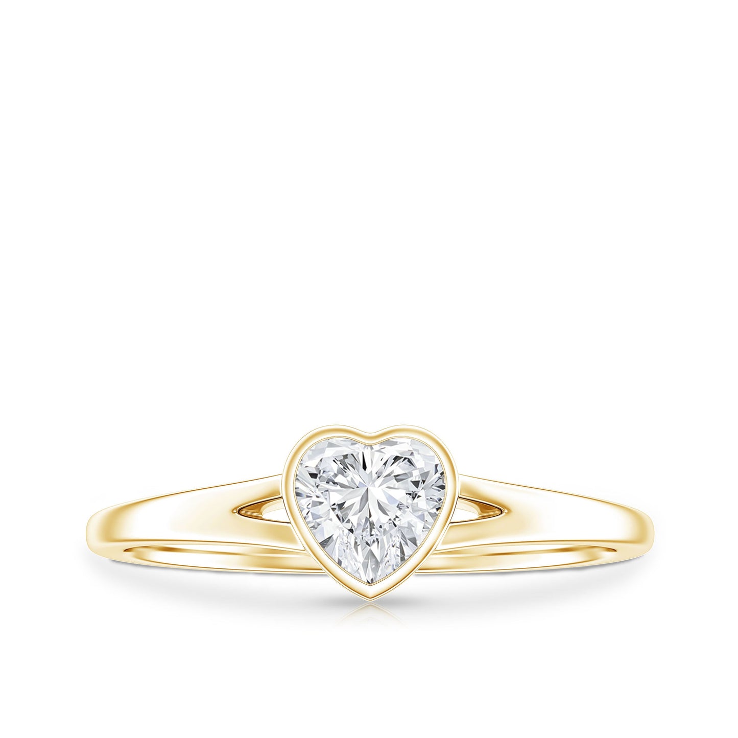 Heart Shape Lab Grown Diamond Solitaire Ring in Split Shank