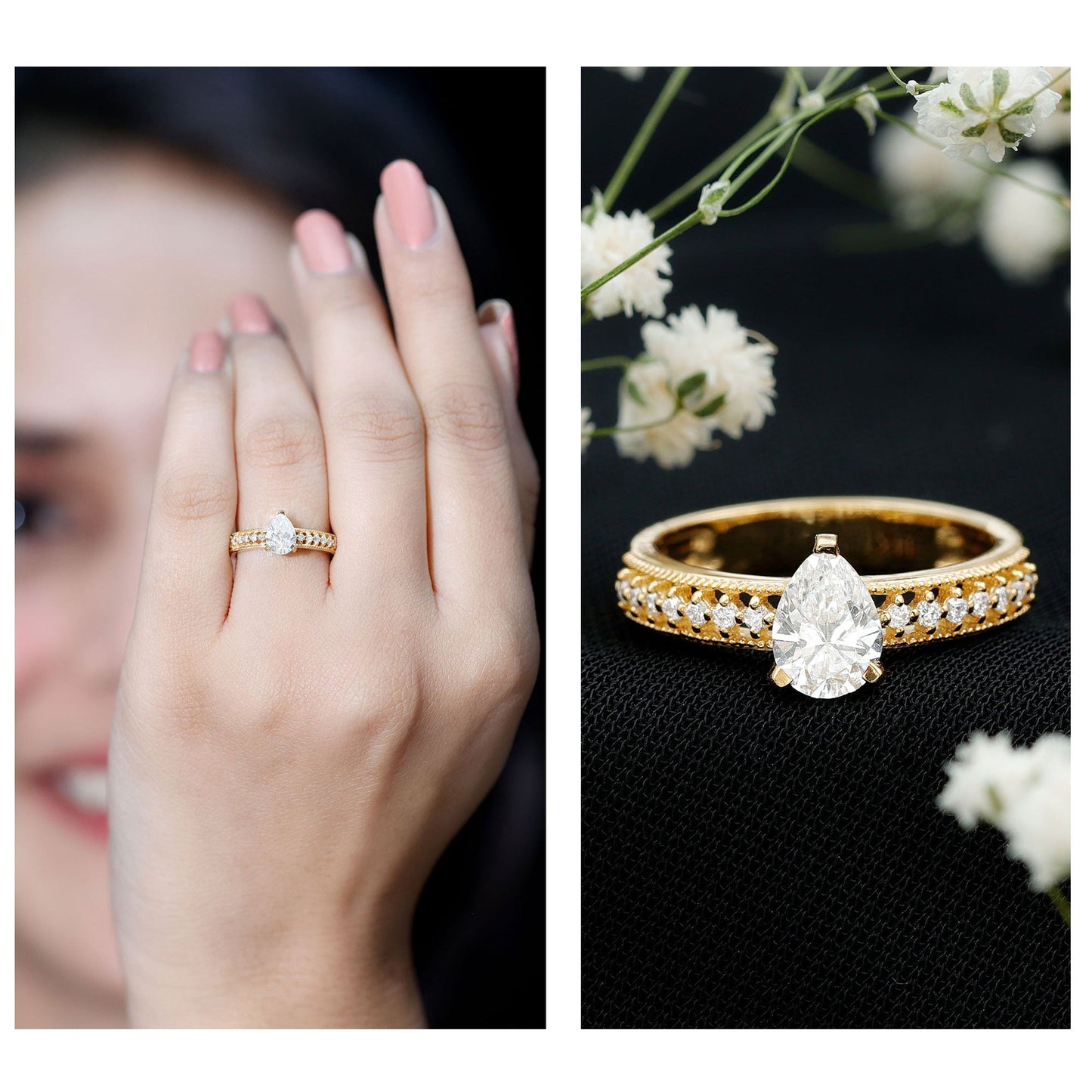 Pear Shaped Lab Grown Diamond Solitaire Engagement Ring