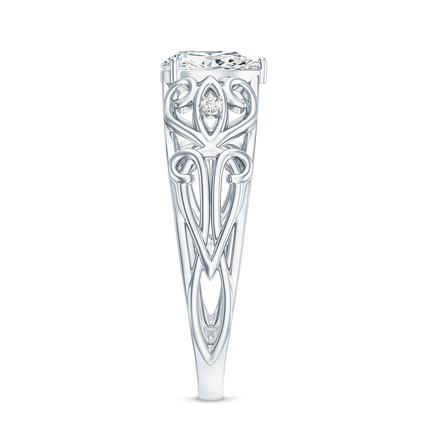 Pear Shaped Lab Created Diamond Solitaire Filigree Ring