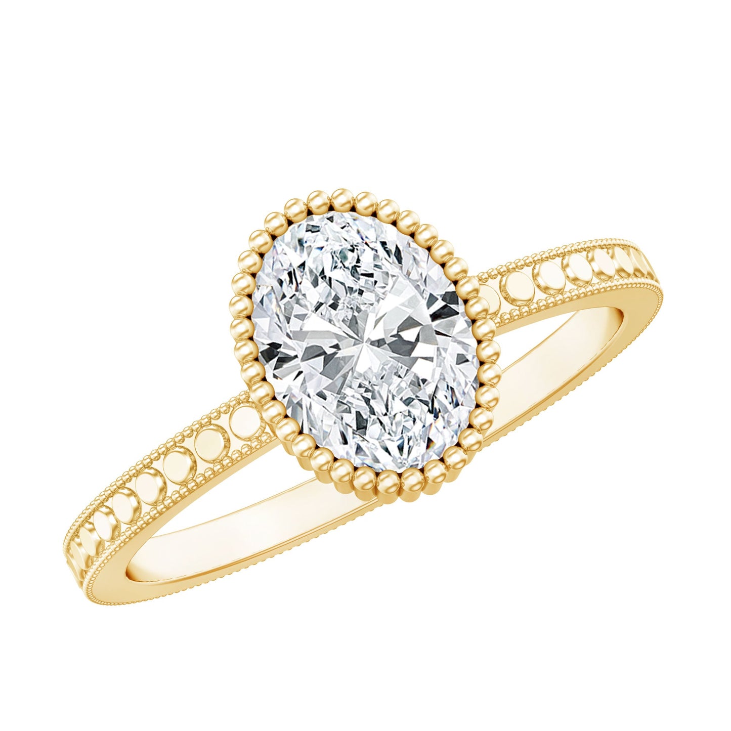 Vintage Style Oval Shape Lab Grown Diamond Solitaire Engagement Ring