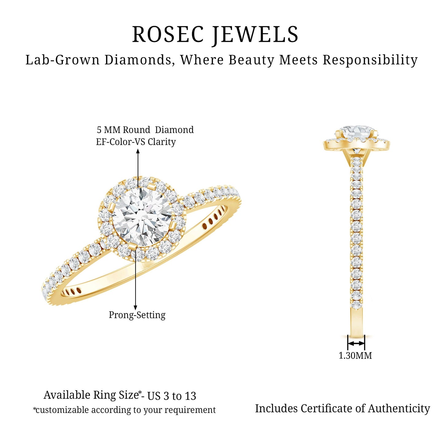 Round Lab Grown Diamond Promise Engagement Ring