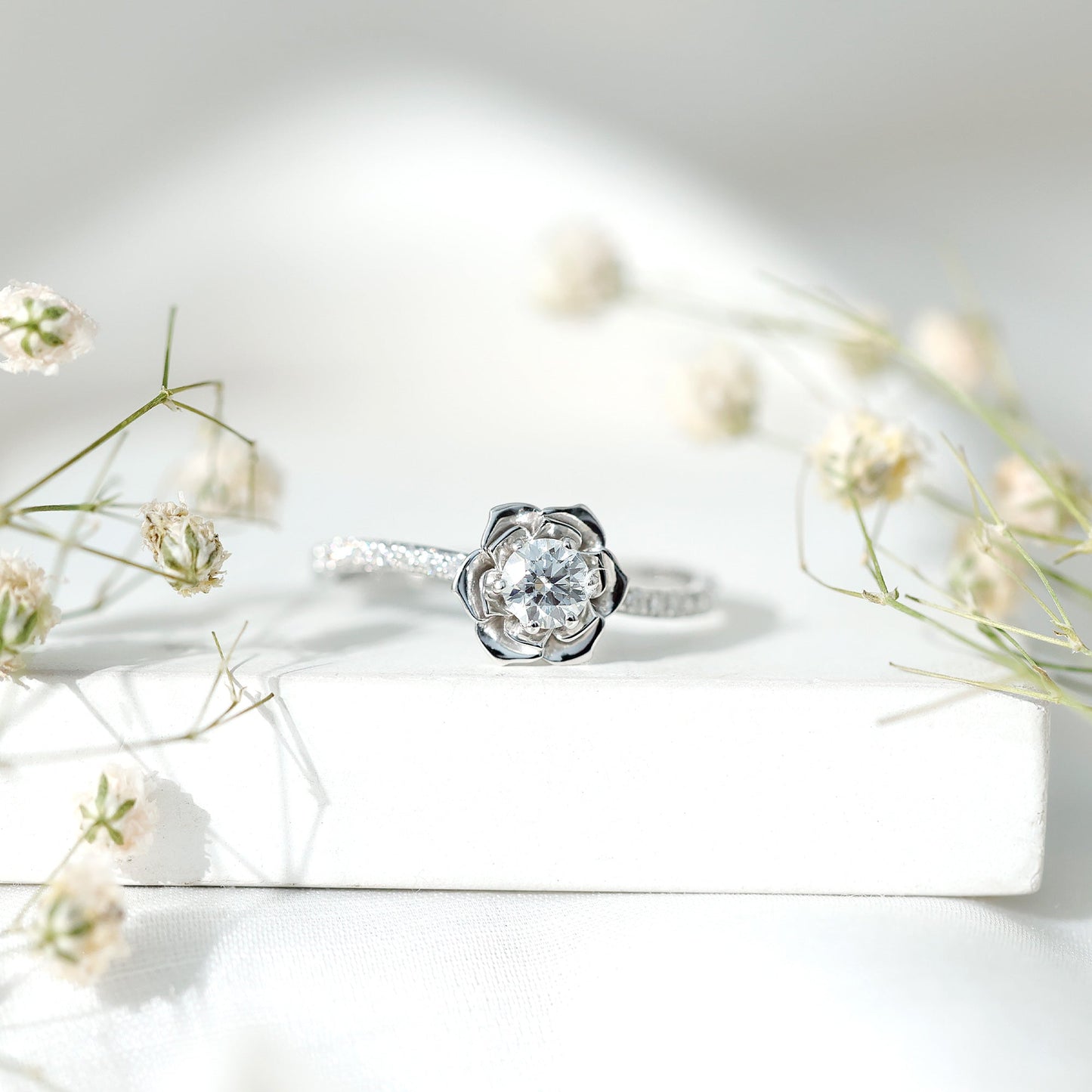 Nature Inspired Floral Engagement Ring with Lab Grown Diamond