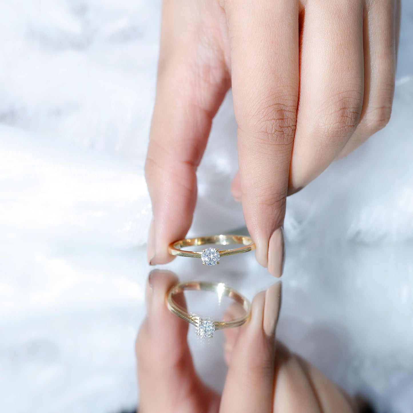Minimal Round Lab Grown Diamond Solitaire Ring