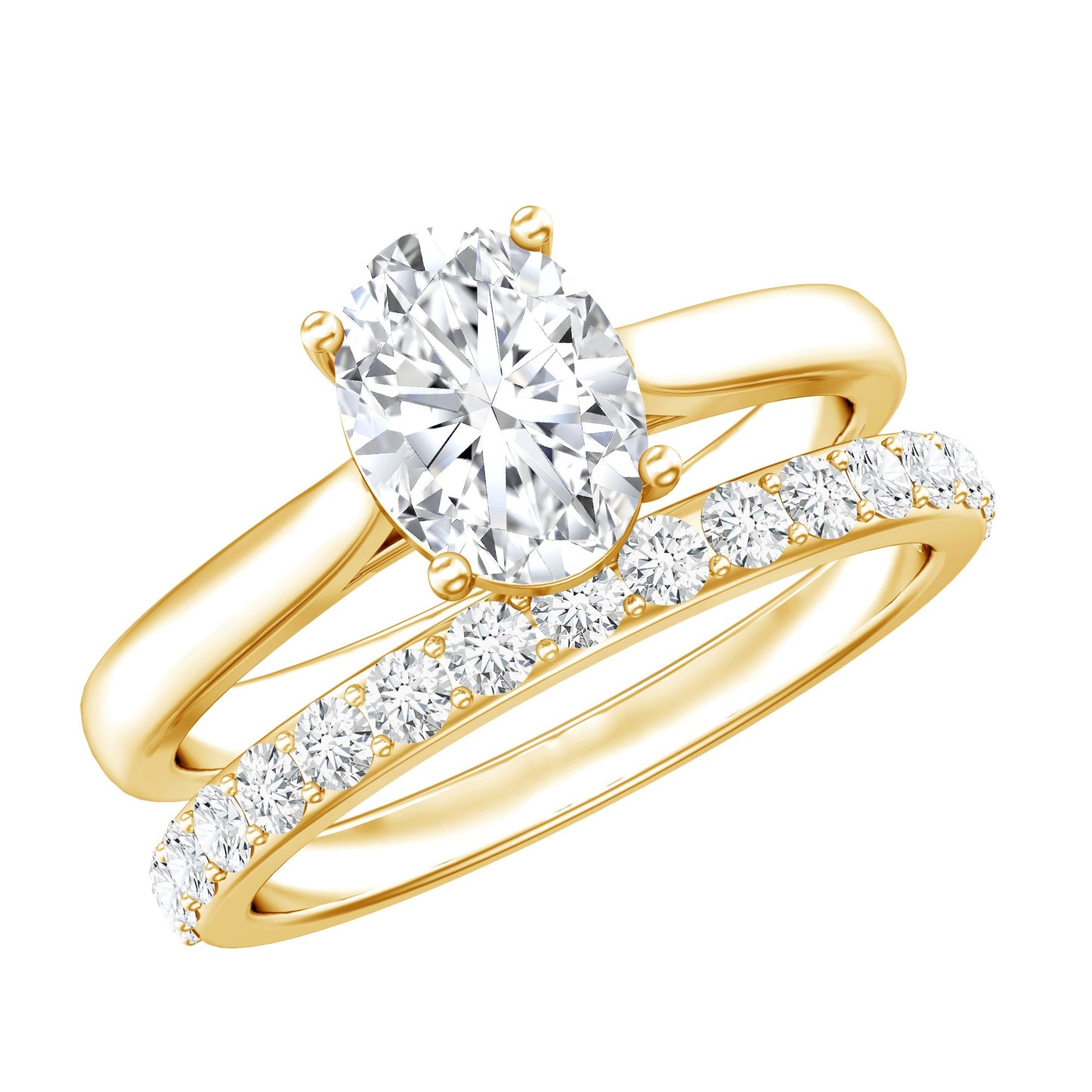 1 Carat Solitaire Lab Grown Diamond Oval Bridal Ring Set for Women