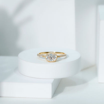 Oval Lab Grown Diamond Solitaire Engagement Ring in Bezel Setting