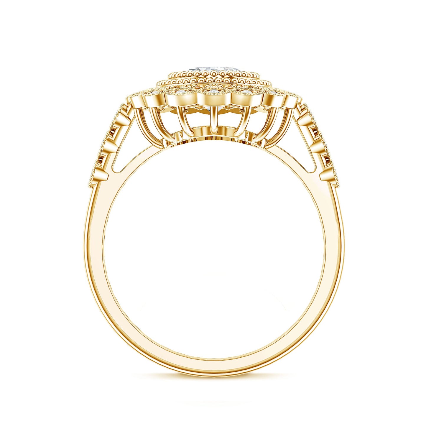 Vintage Style Oval Lab Grown Diamond Statement Engagement Ring