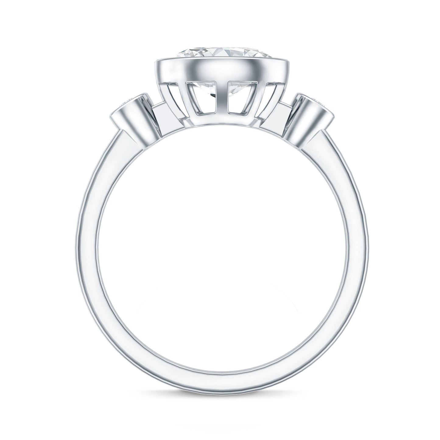 Bezel Set Oval Lab Grown Diamond East West Engagement Ring
