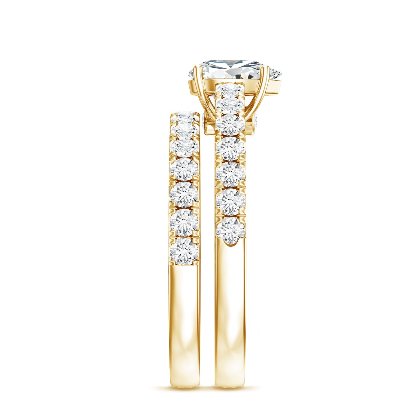 Minimal Pear Shape Lab Grown Diamond Wedding Ring Set