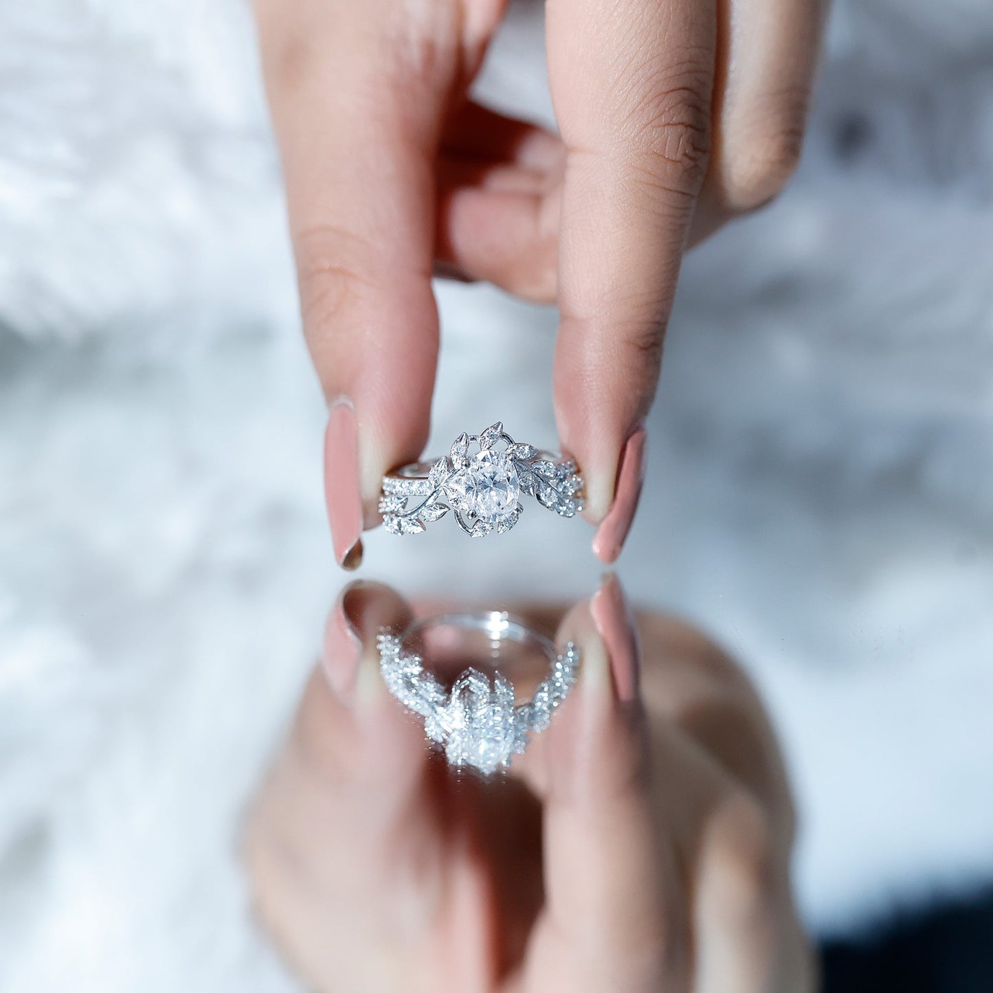 Certified 1.2 Carat Moissanite Vine Engagement Ring in Silver