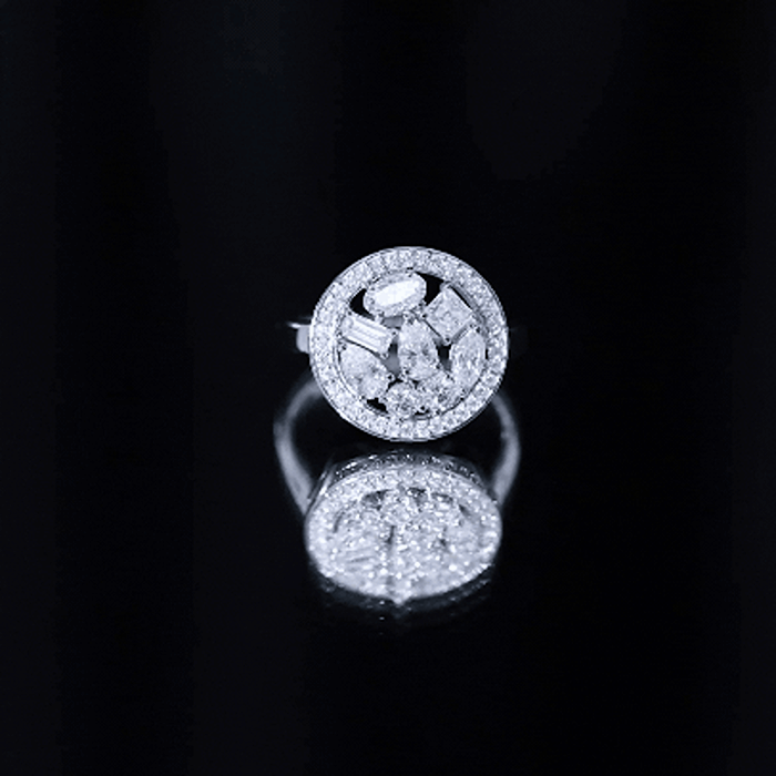Sterling Silver Moissanite Cluster Engagement Ring for Women